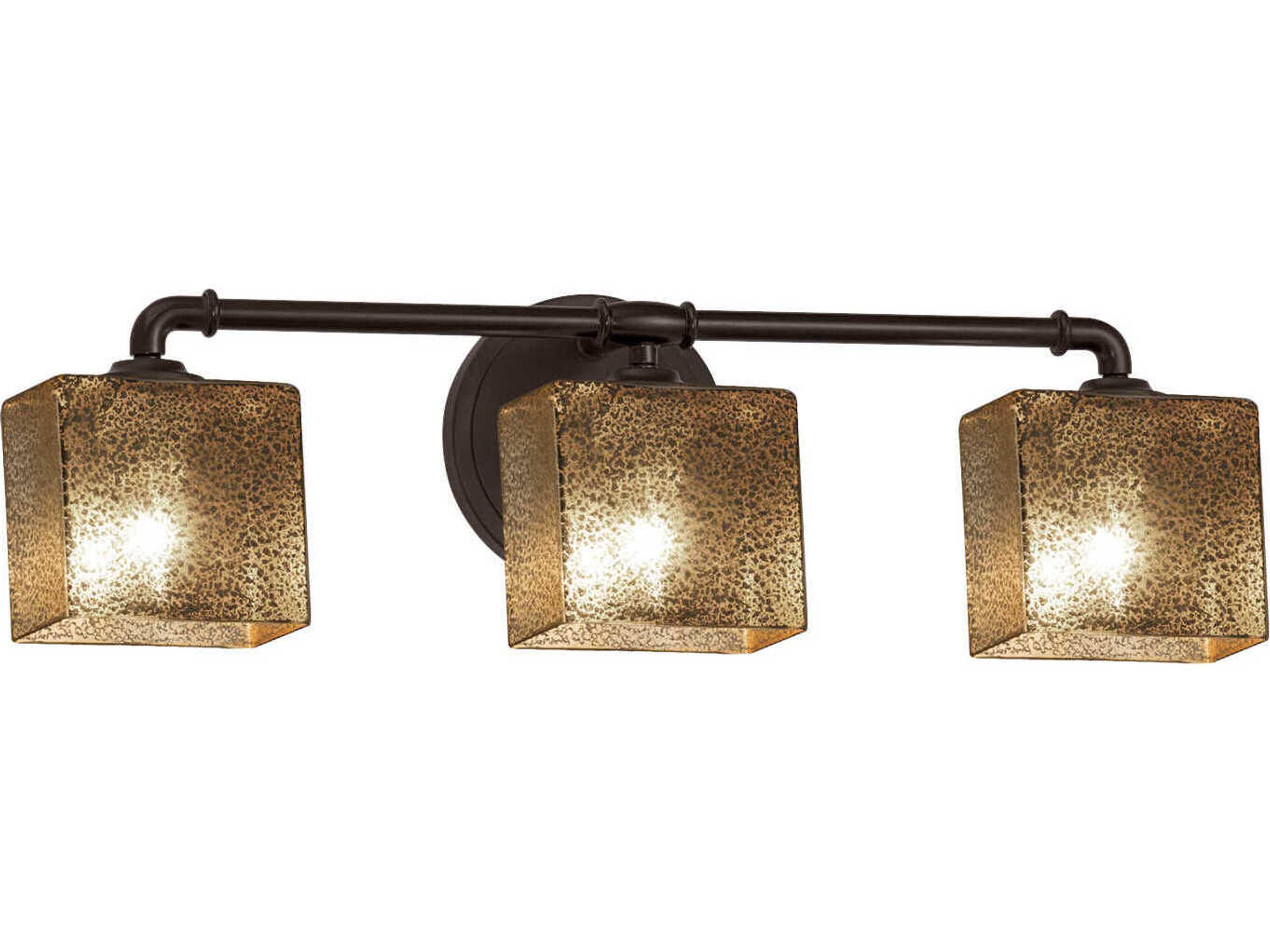 Justice Design Group Fusion 3-Light Black Glass Vanity Light