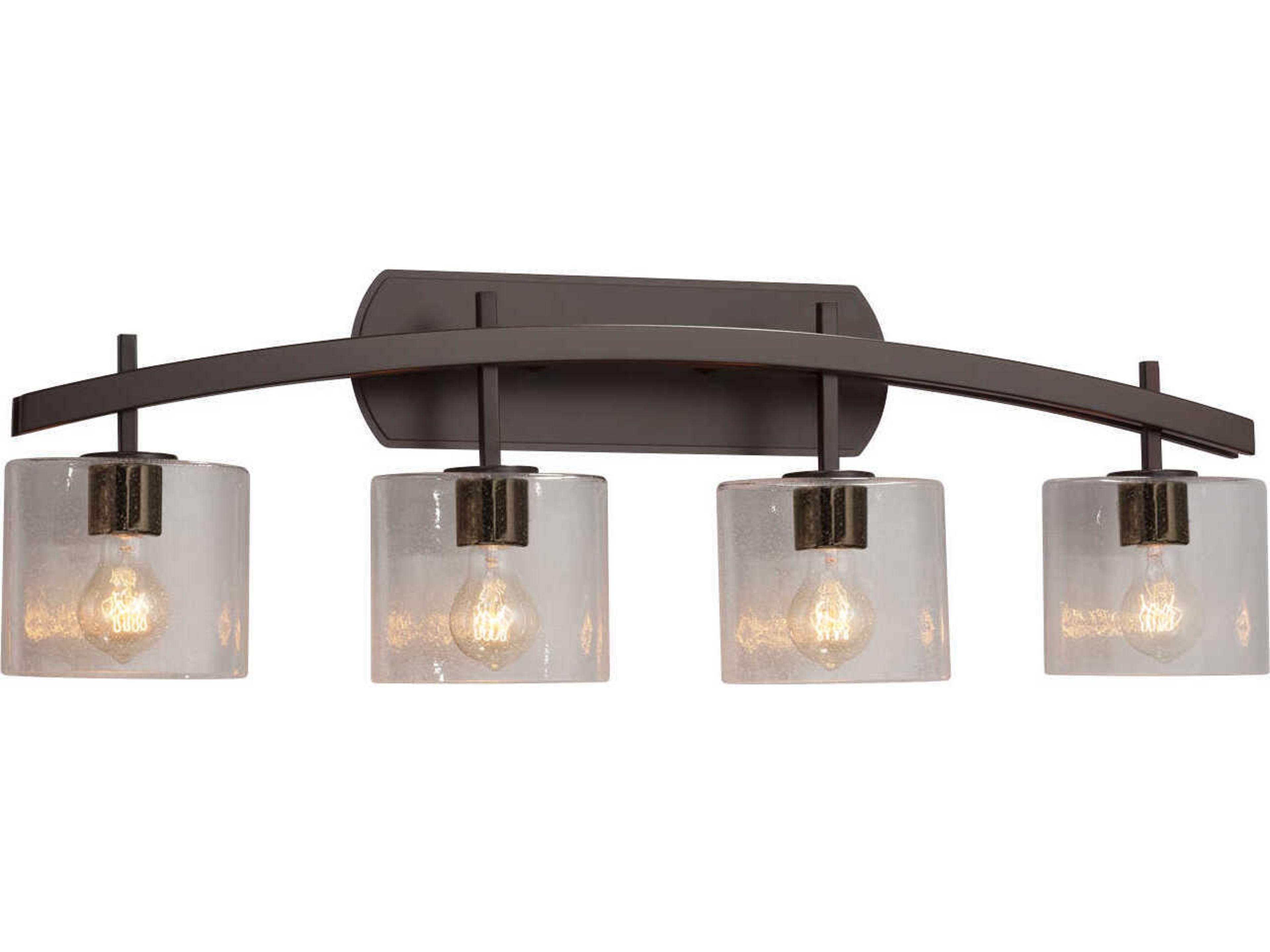 Justice Design Group Fusion 4-Light Black Glass Vanity Light