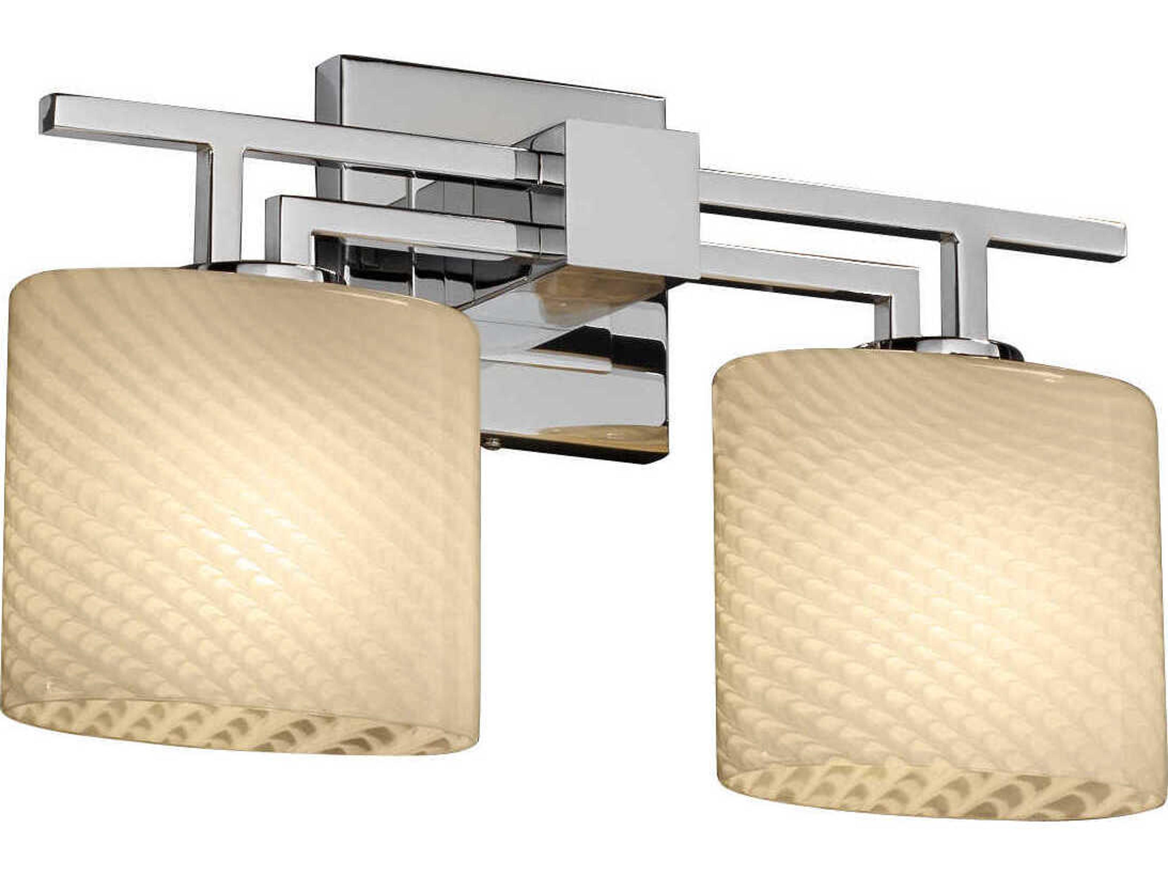 Justice Design Group Fusion 2-Light Black Glass Vanity Light