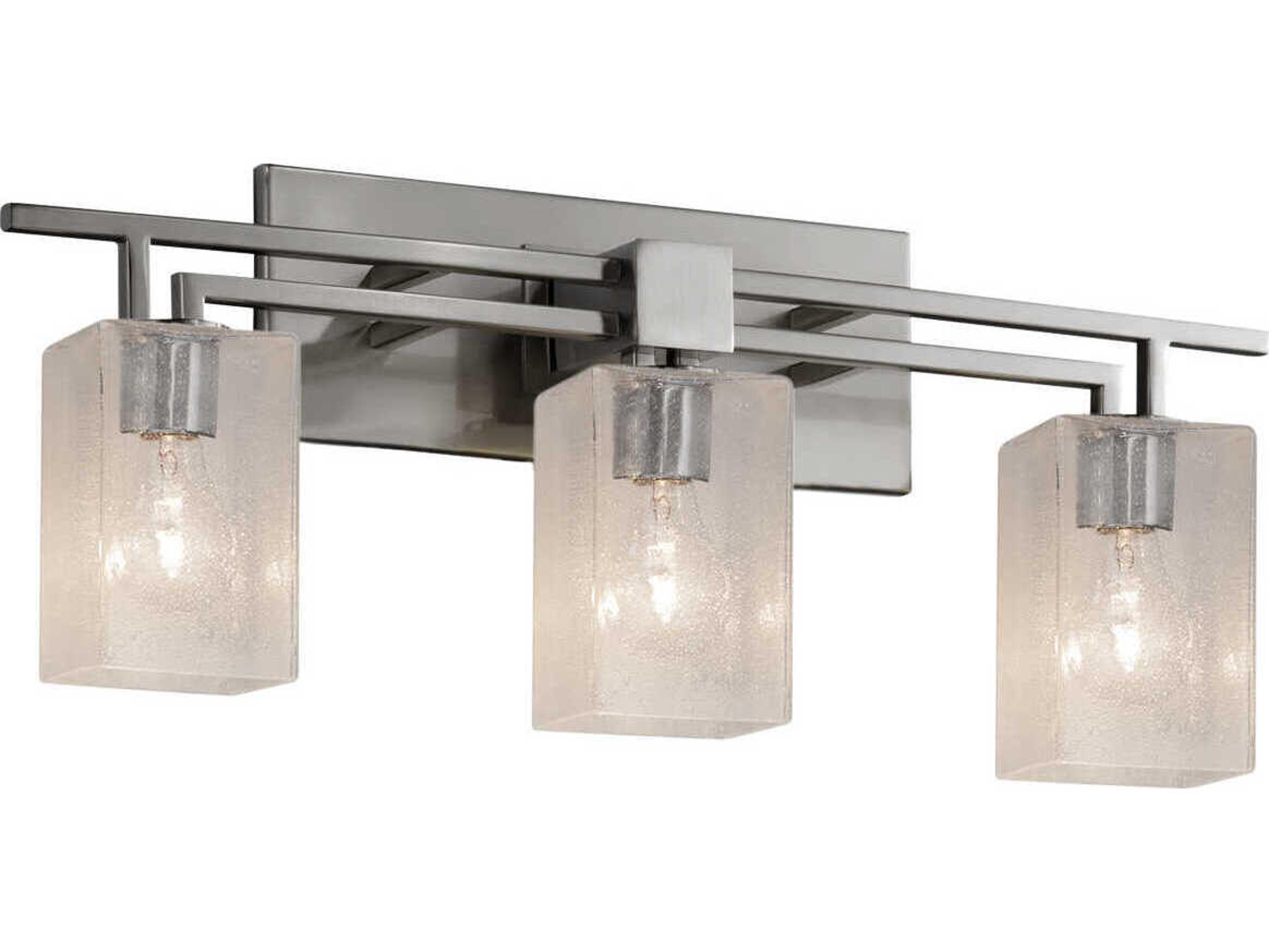 Justice Design Group Fusion 3-Light Nickel Glass Vanity Light