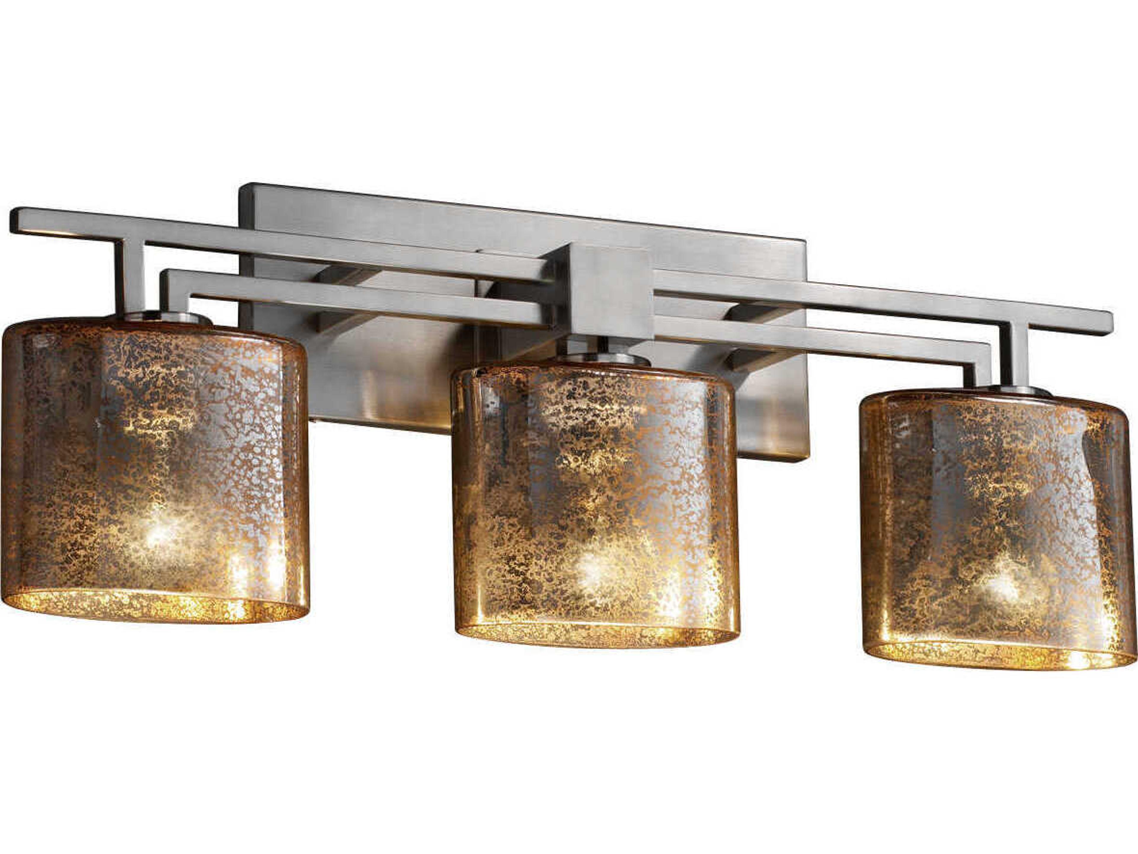 Justice Design Group Fusion 3-Light Nickel Glass Vanity Light