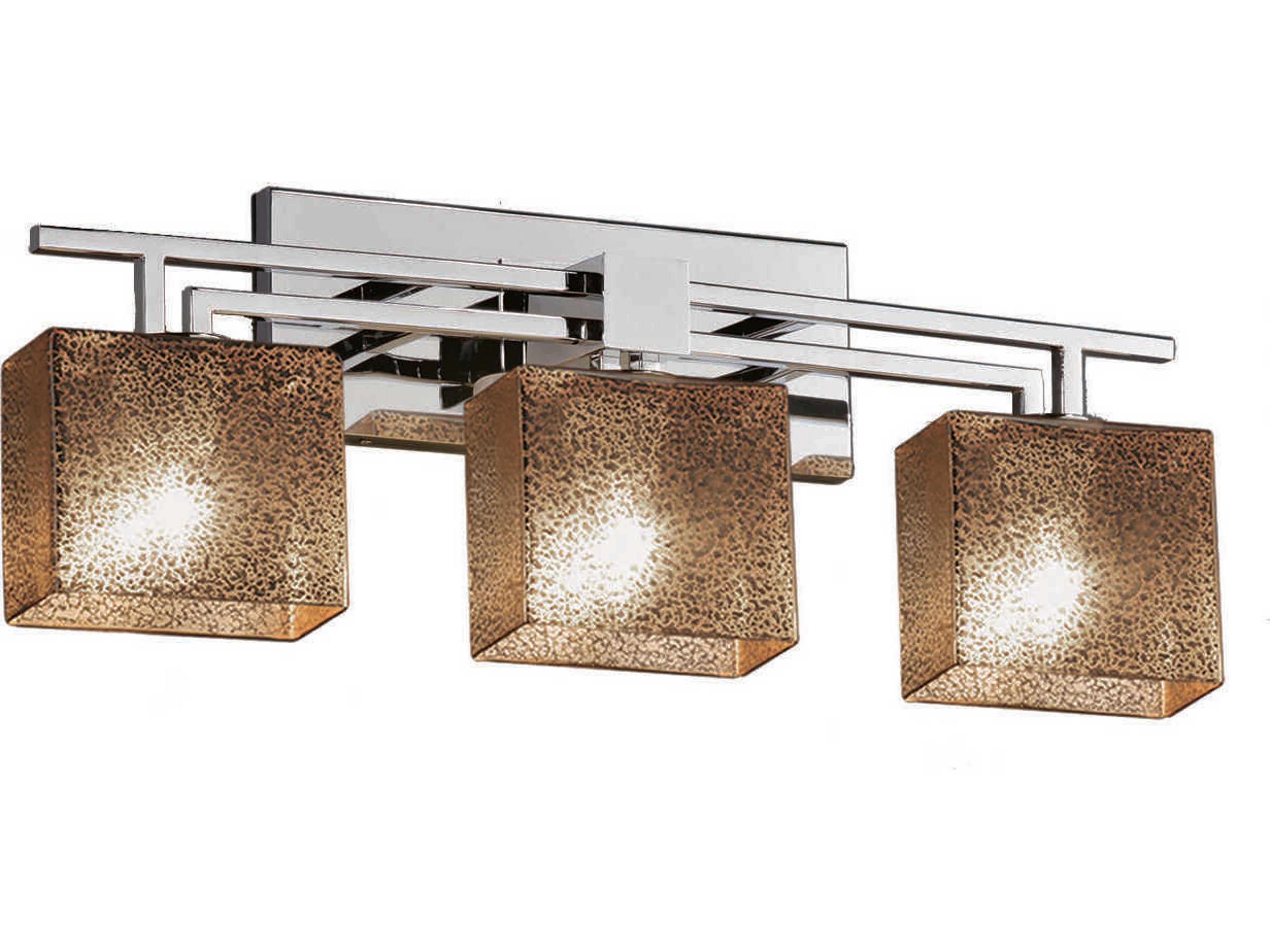 Justice Design Group Fusion 3-Light Nickel Glass Vanity Light