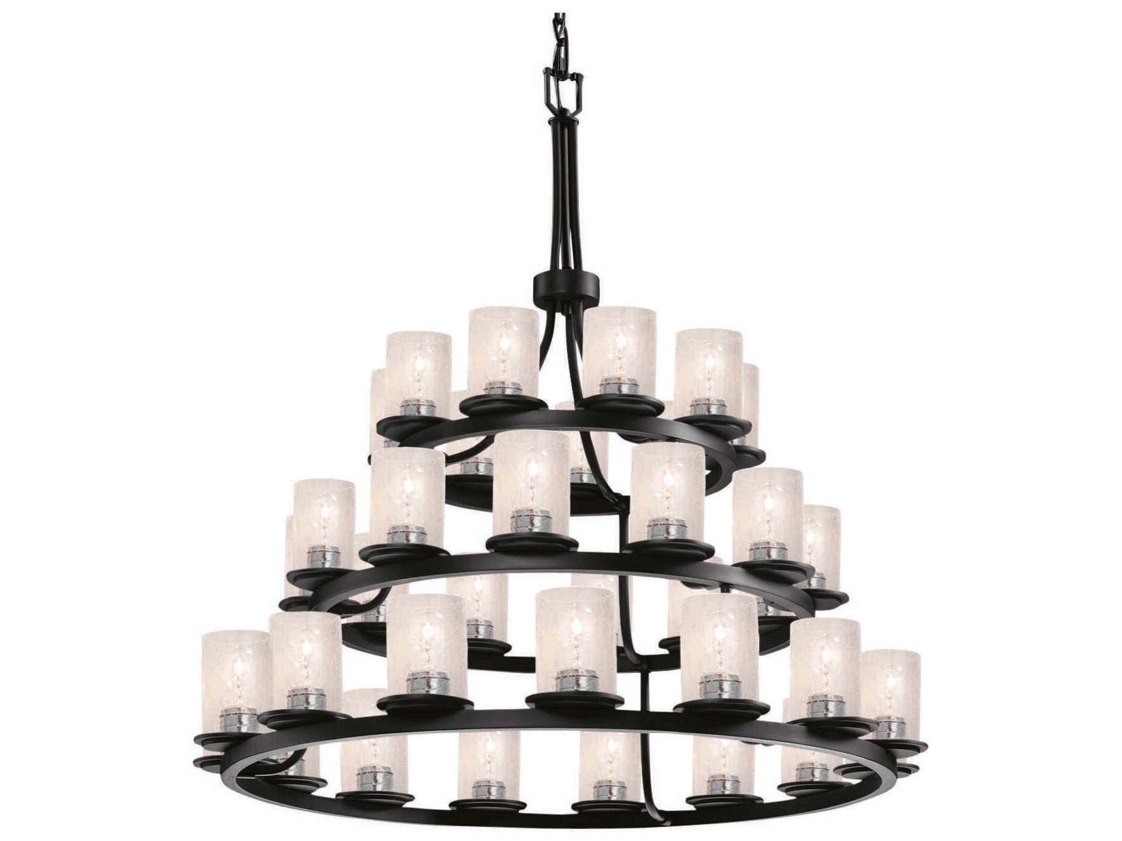 Fusion 36-Light Black Glass Cylinder Tiered Chandelier