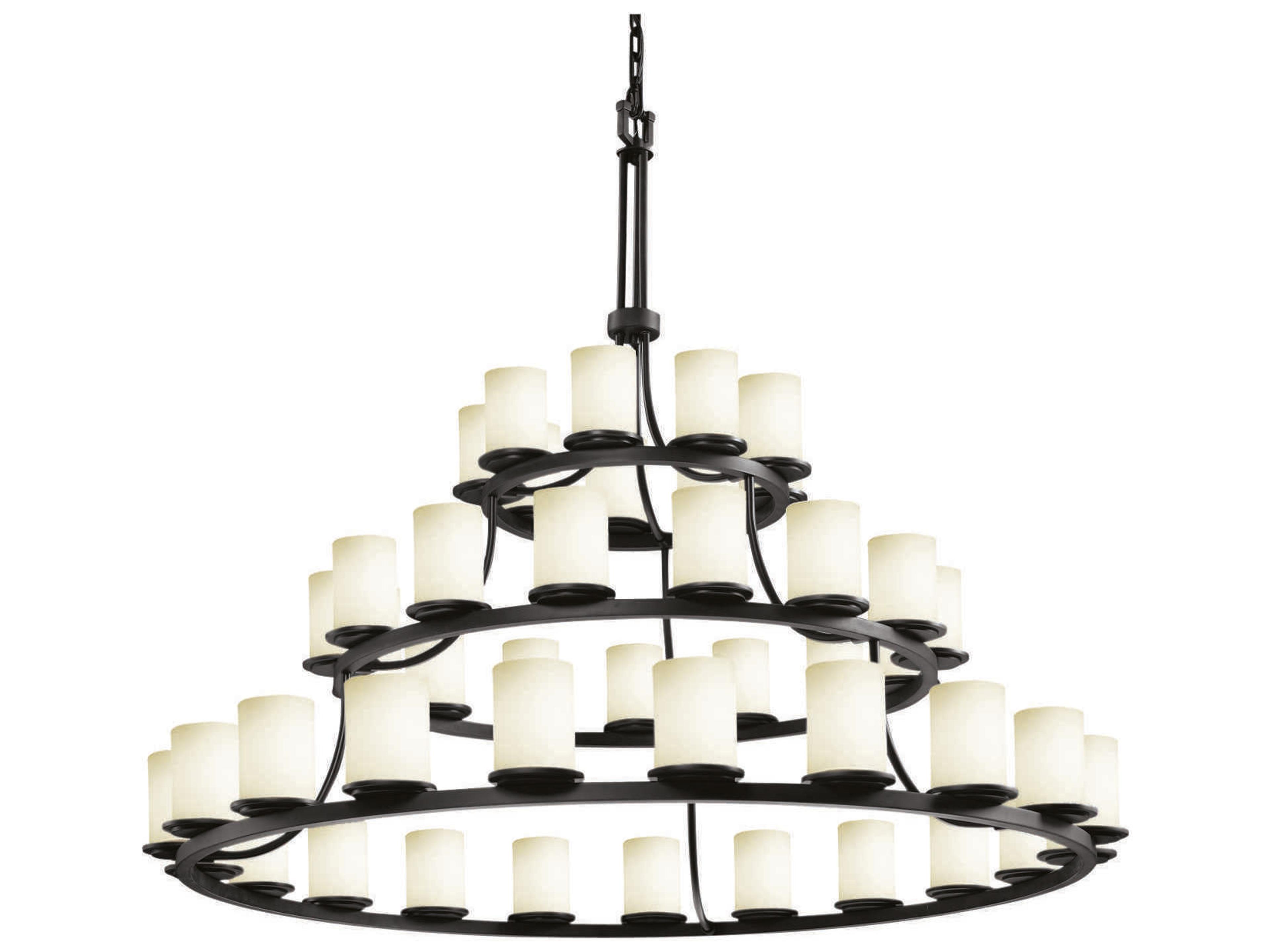 Fusion 45-Light Black Glass Cylinder Tiered Chandelier