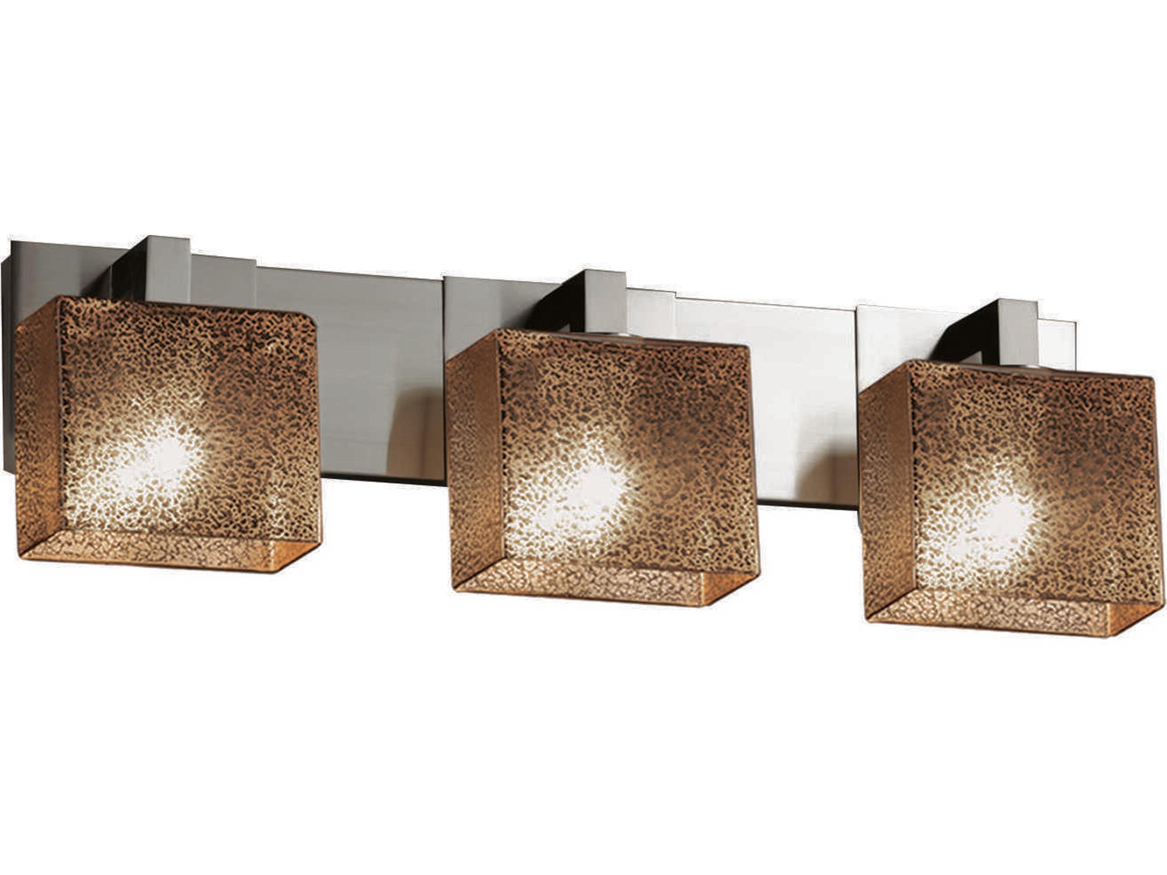 Justice Design Group Fusion 3-Light Nickel Glass Vanity Light