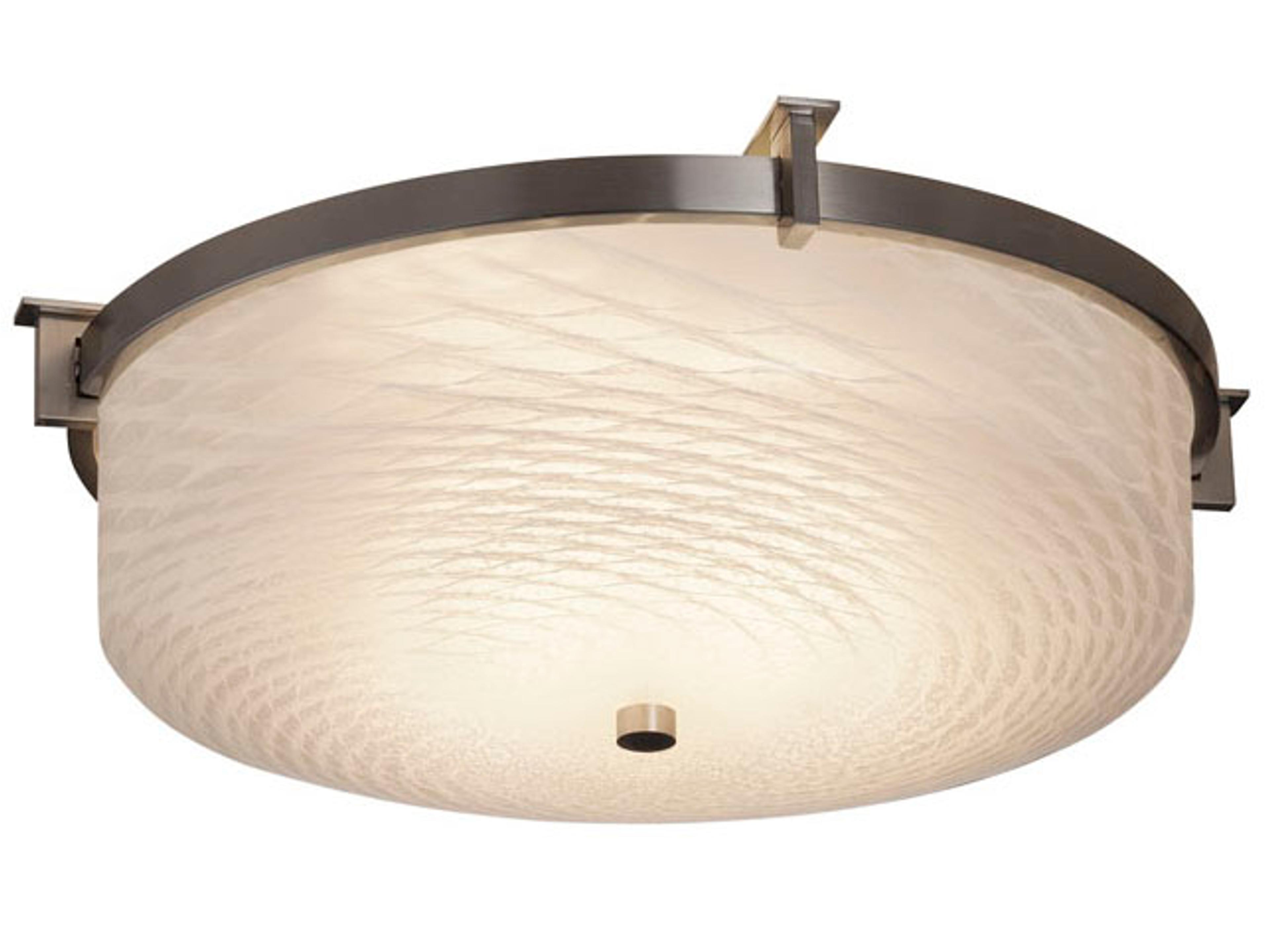 Fusion Nickel Glass Round Flush Mount