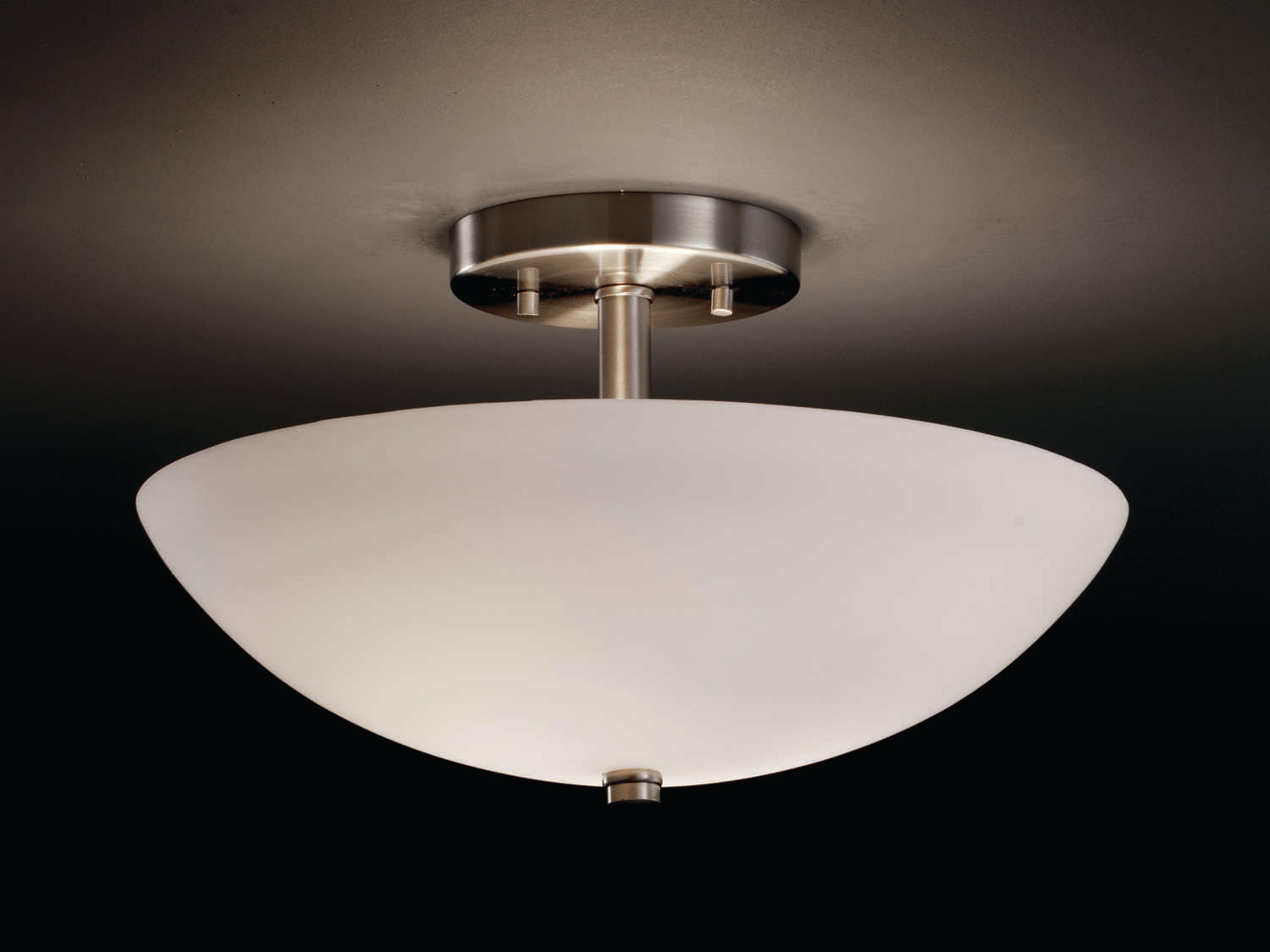 Justice Design Group Fusion 2-Light Bronze Glass Bowl Round Semi Flush Mount
