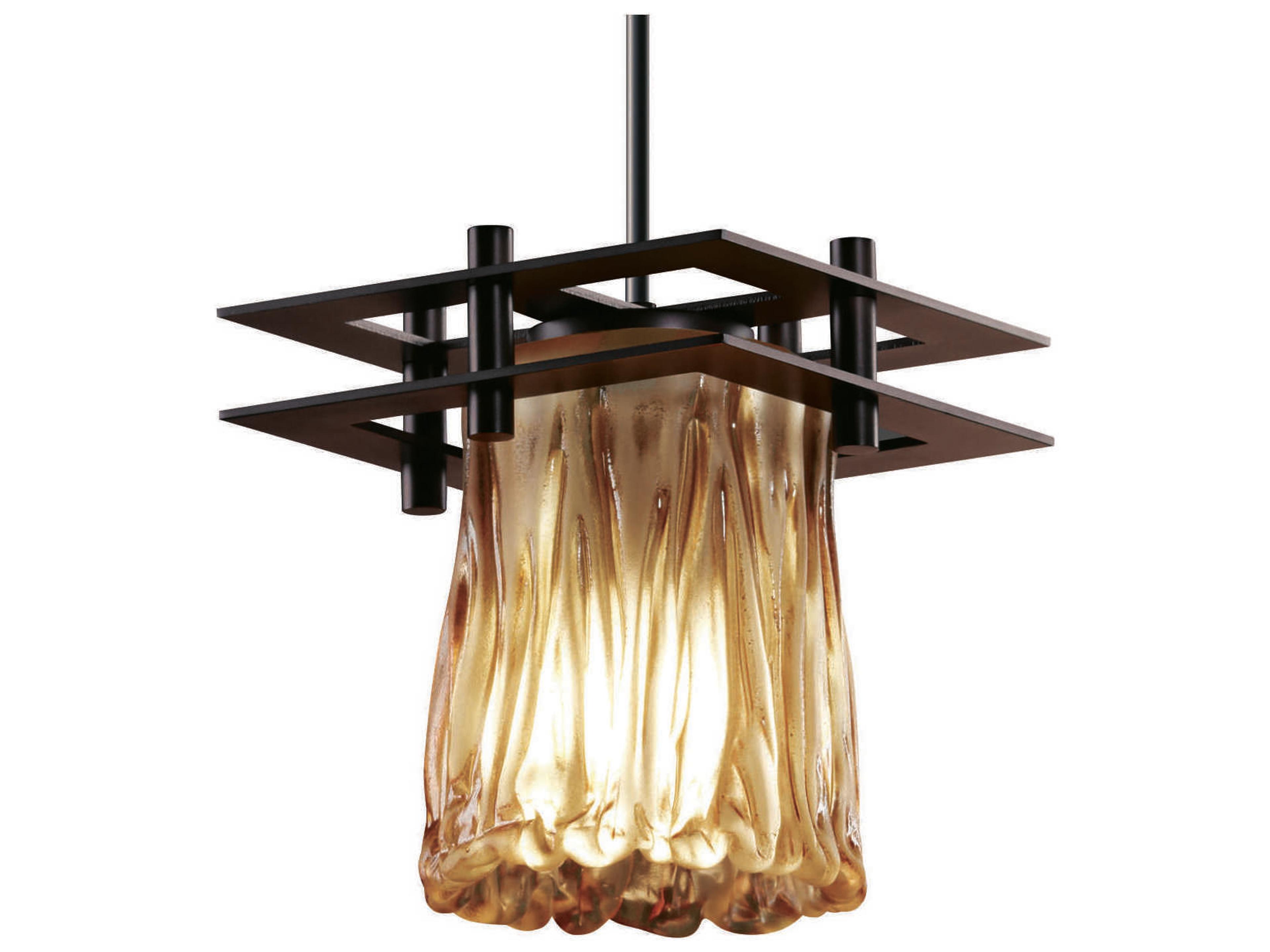 Veneto Luce 1-Light Bronze Glass Cylinder Mini Pendant
