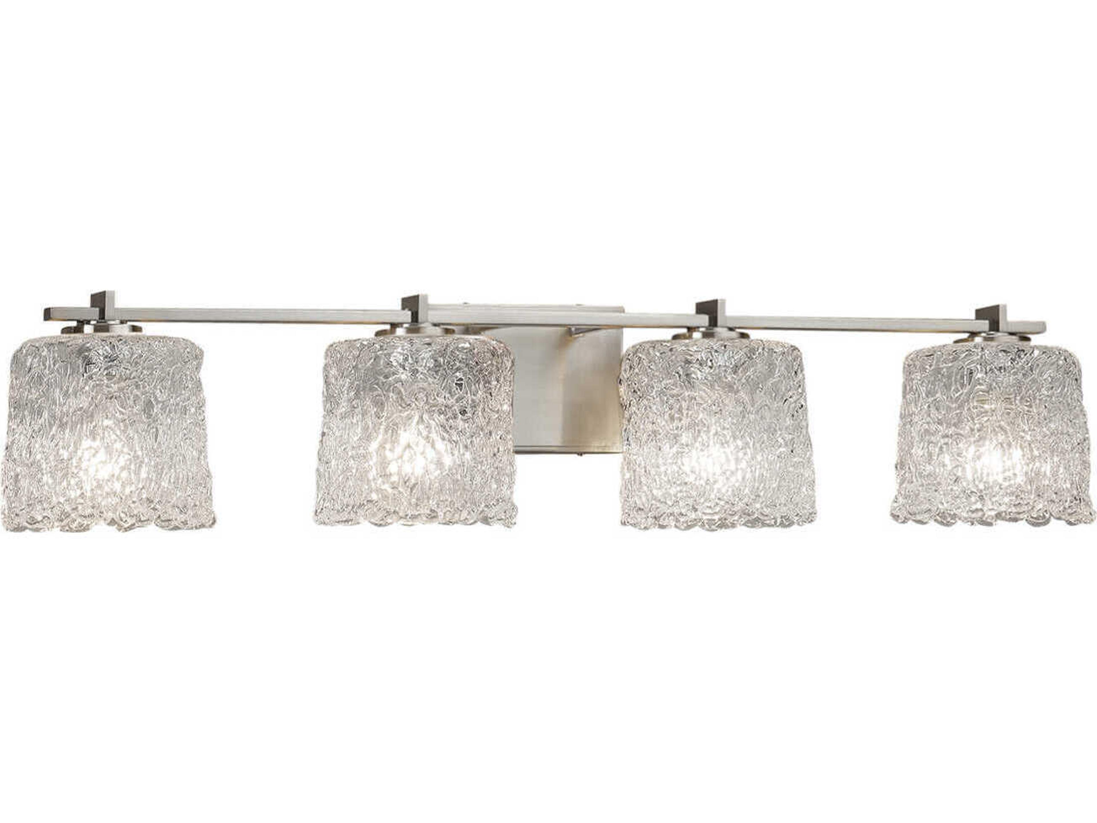 Veneto Luce 4-Light Nickel Glass Vanity Light