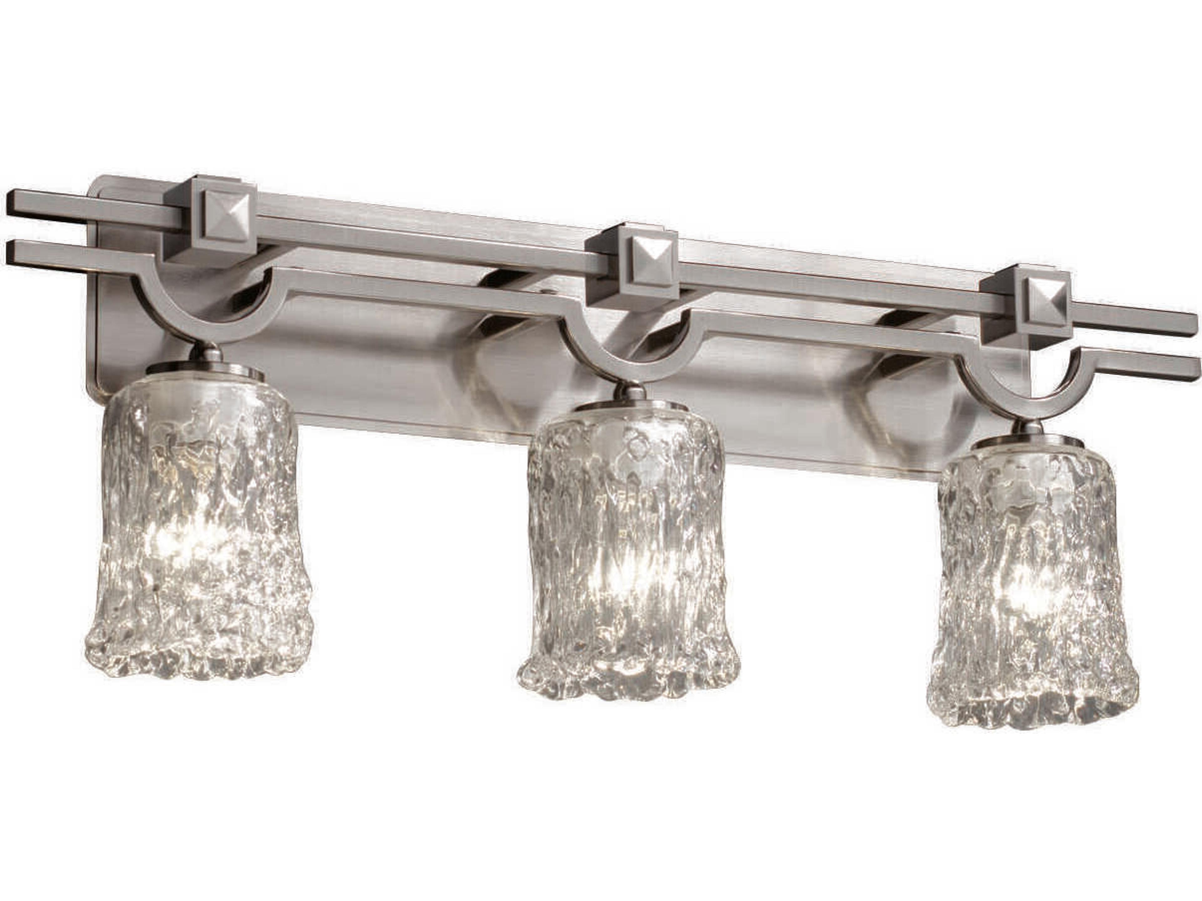 Veneto Luce 3-Light Nickel Glass Vanity Light