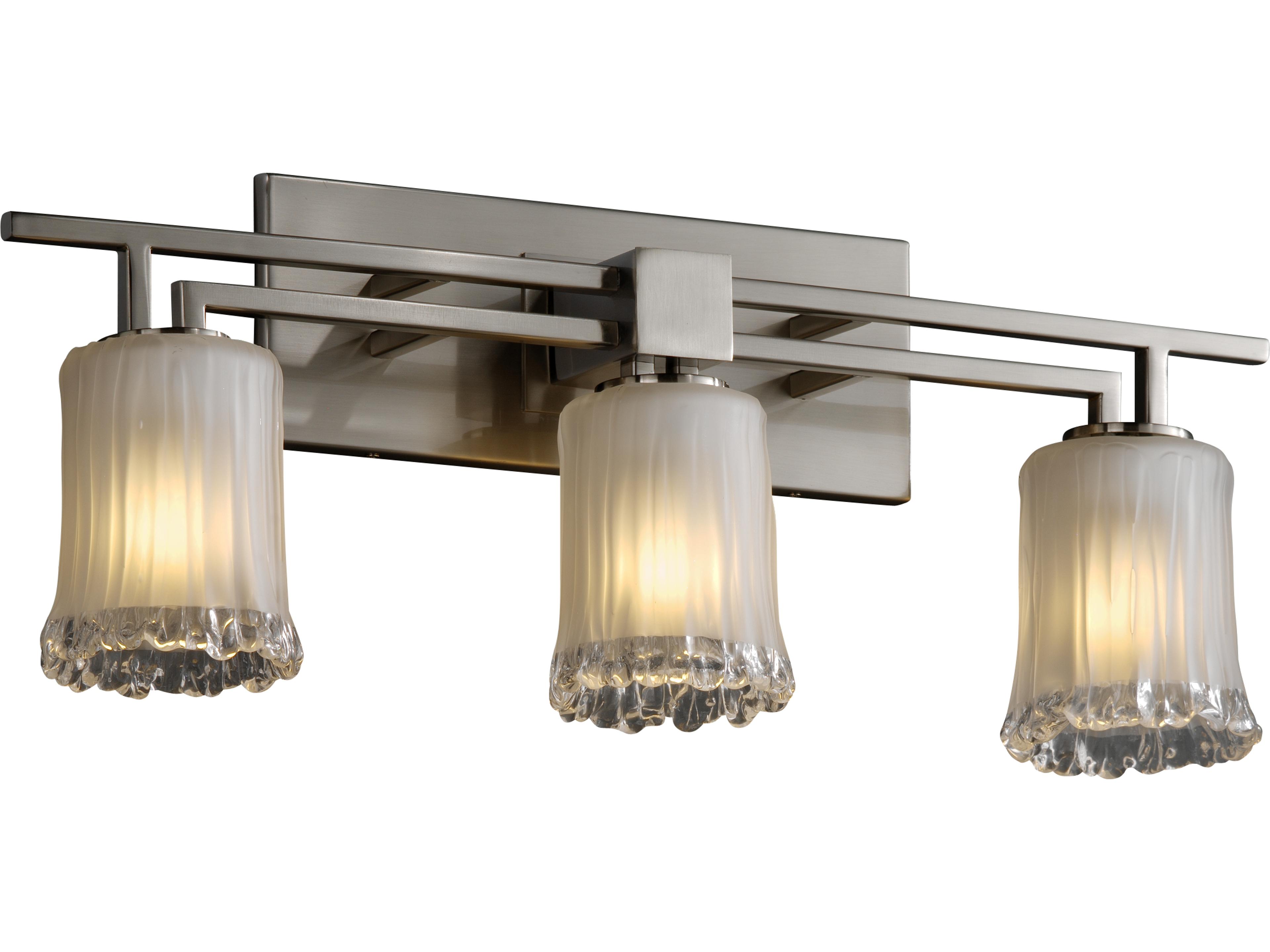 Veneto Luce 3-Light Nickel Glass Vanity Light