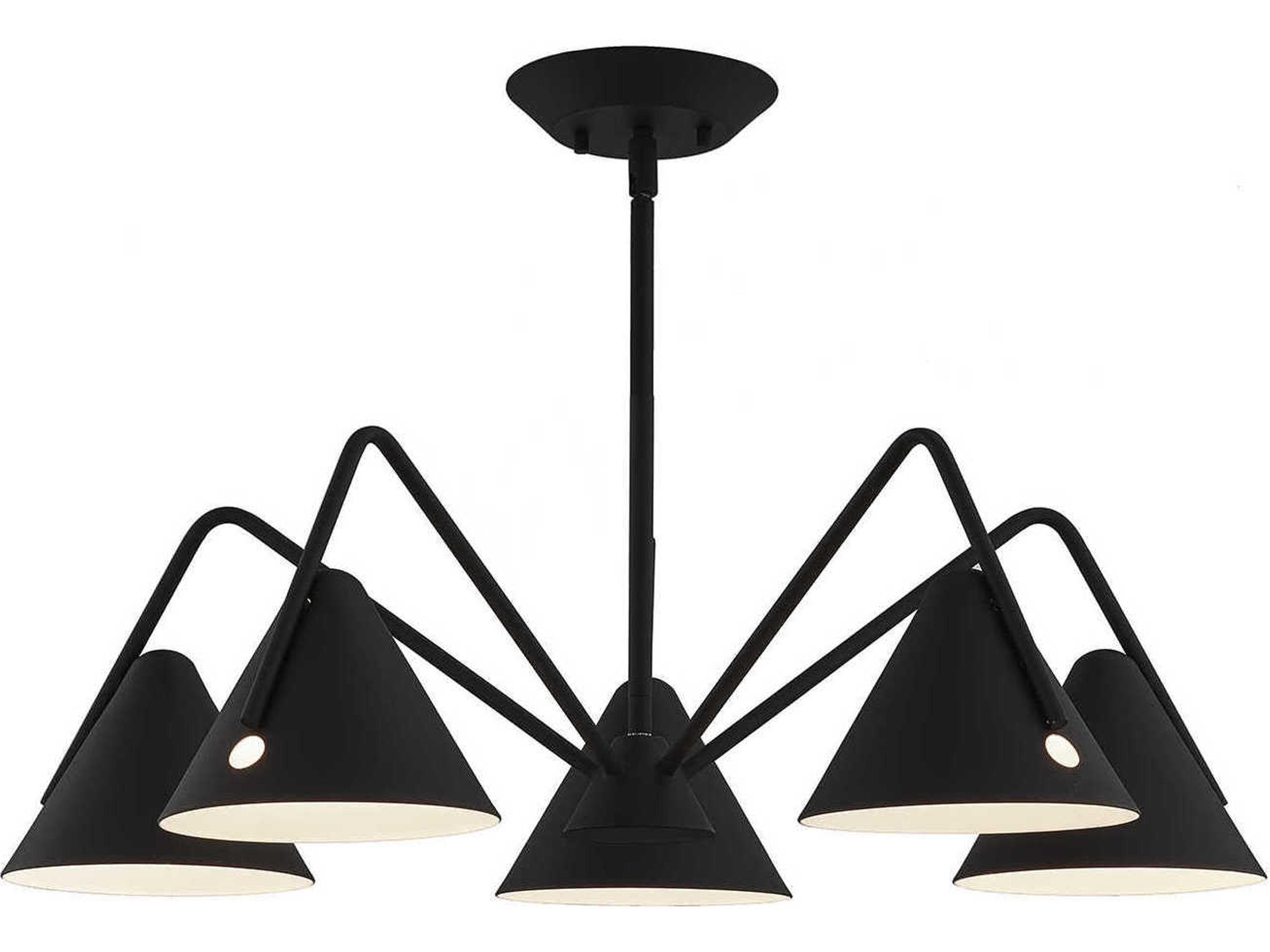 5-Light Matte Black Textured LED Chandelier