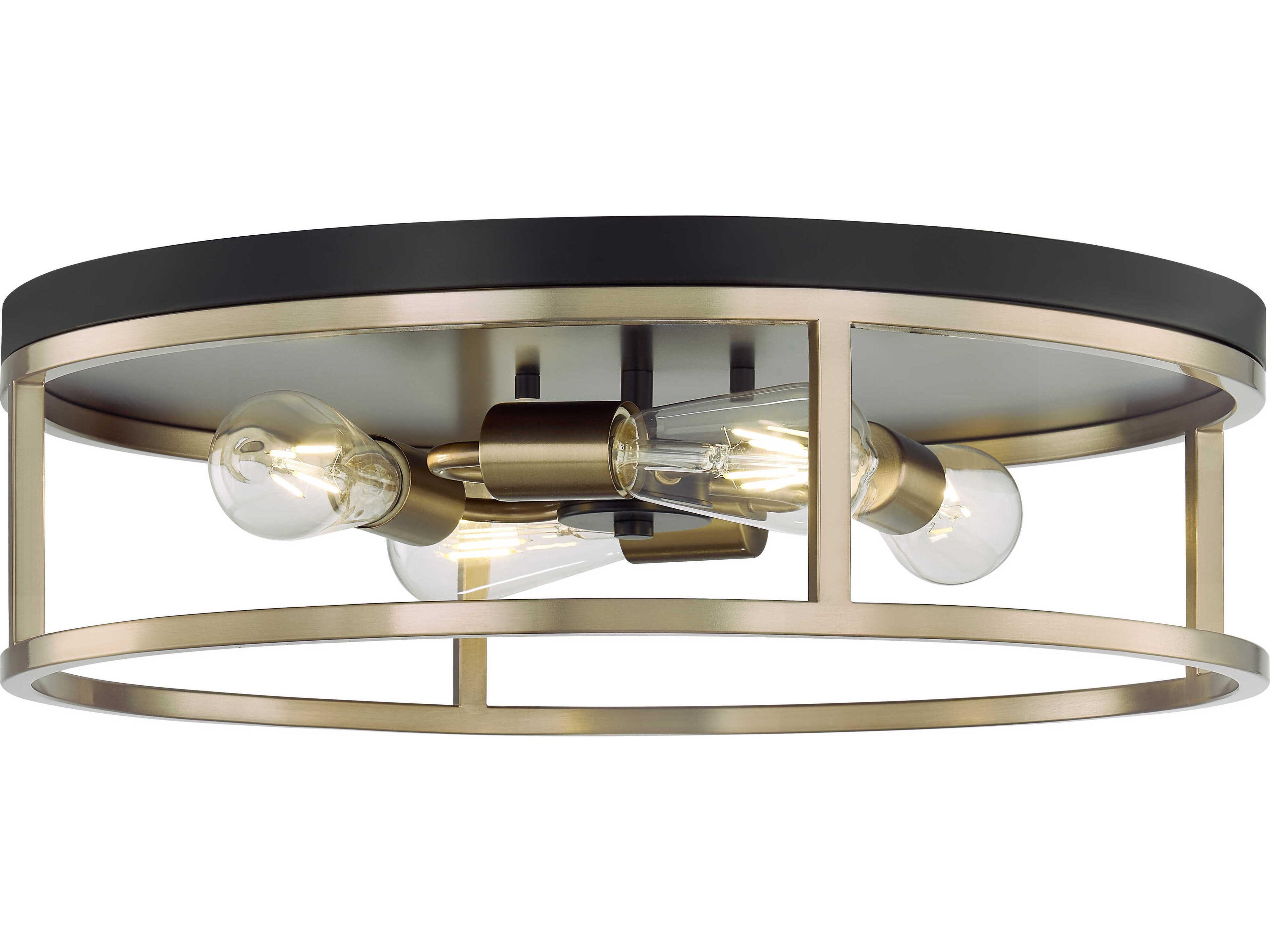 Knox 4-Light Matte Black Brass Gold Drum Flush Mount