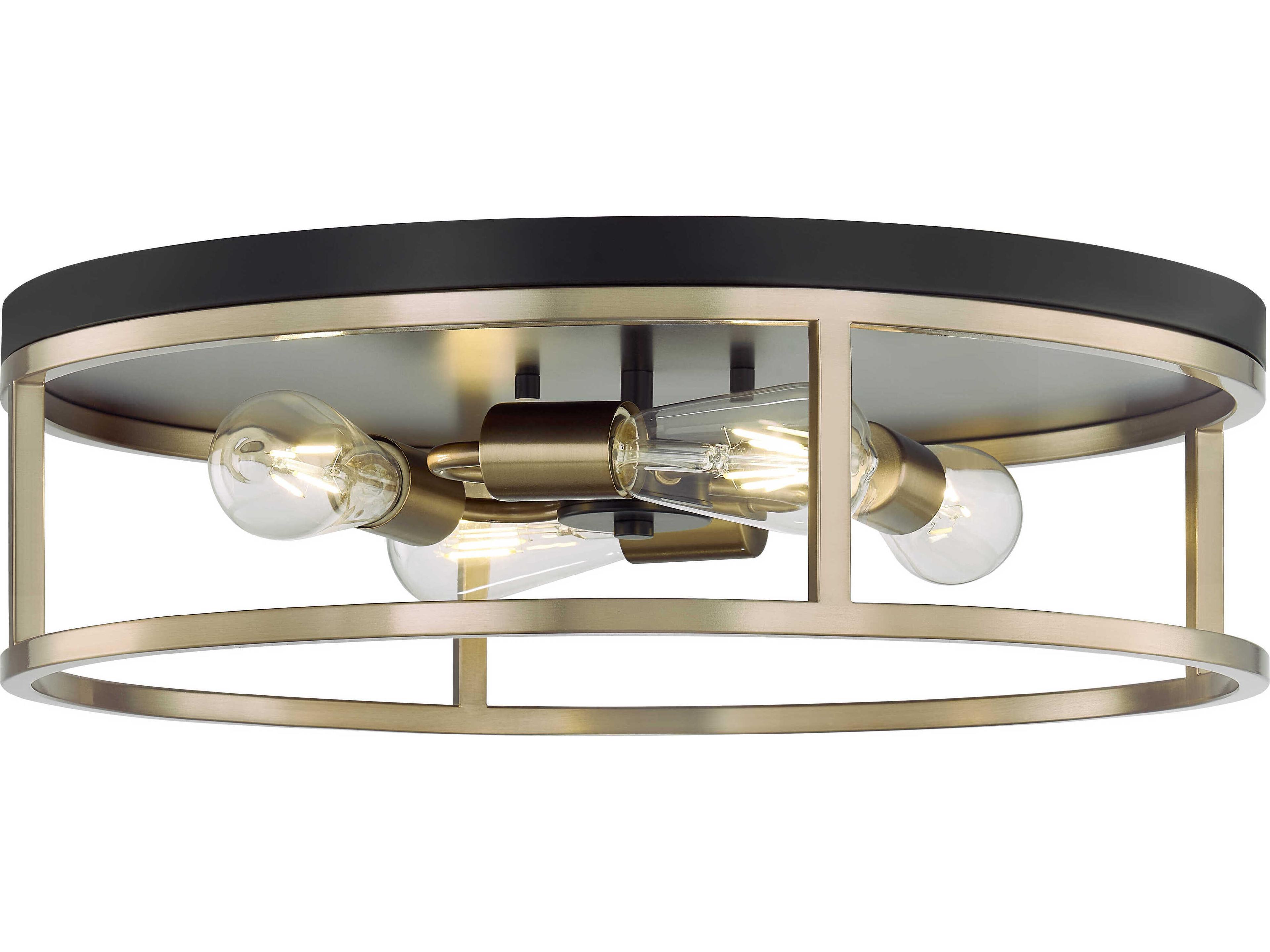 Justice Design Group Knox 4-Light Matte Black Brass Gold Drum Flush Mount