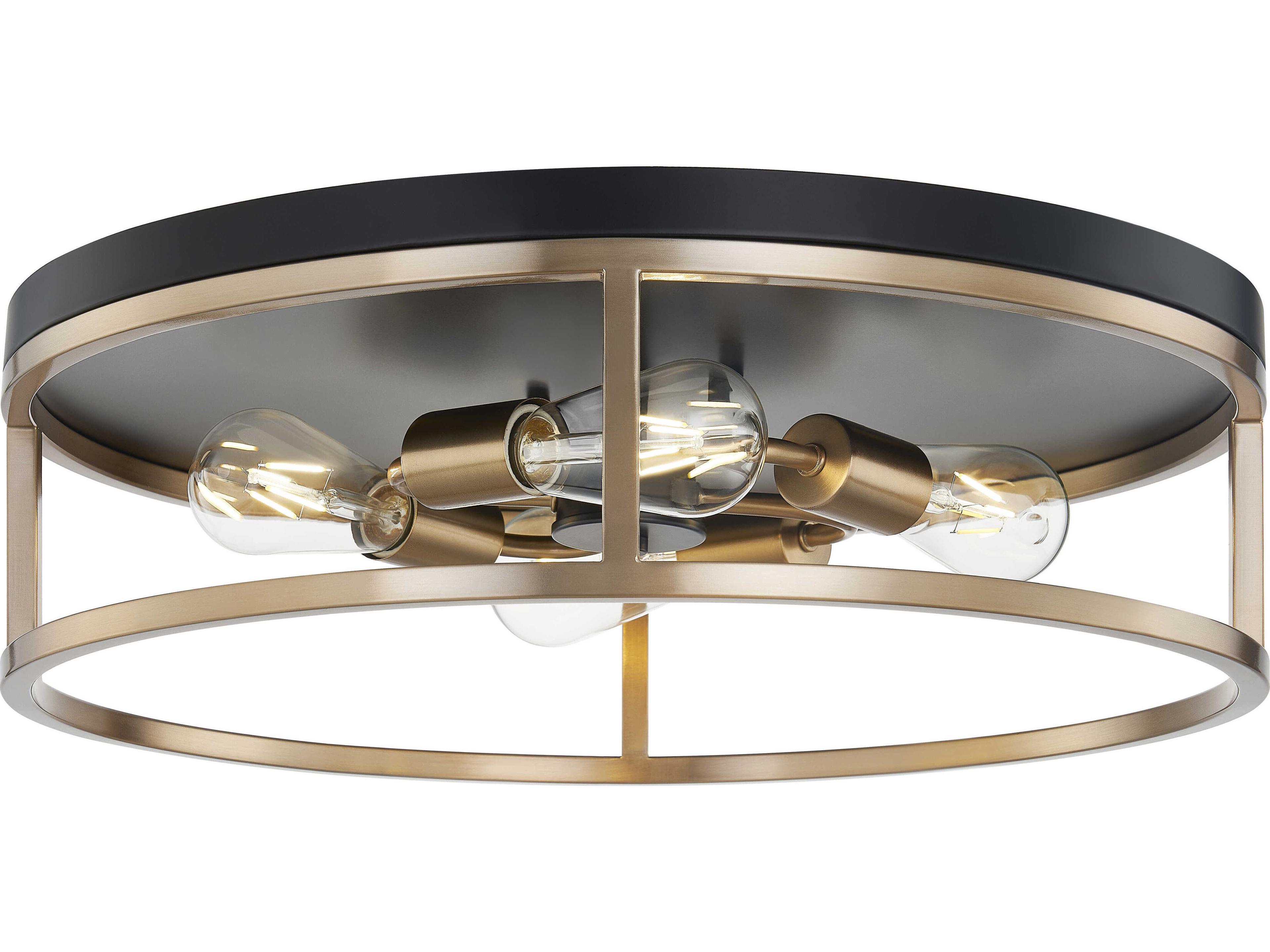 Justice Design Group Knox 4-Light Matte Black Brass Gold Drum Flush Mount
