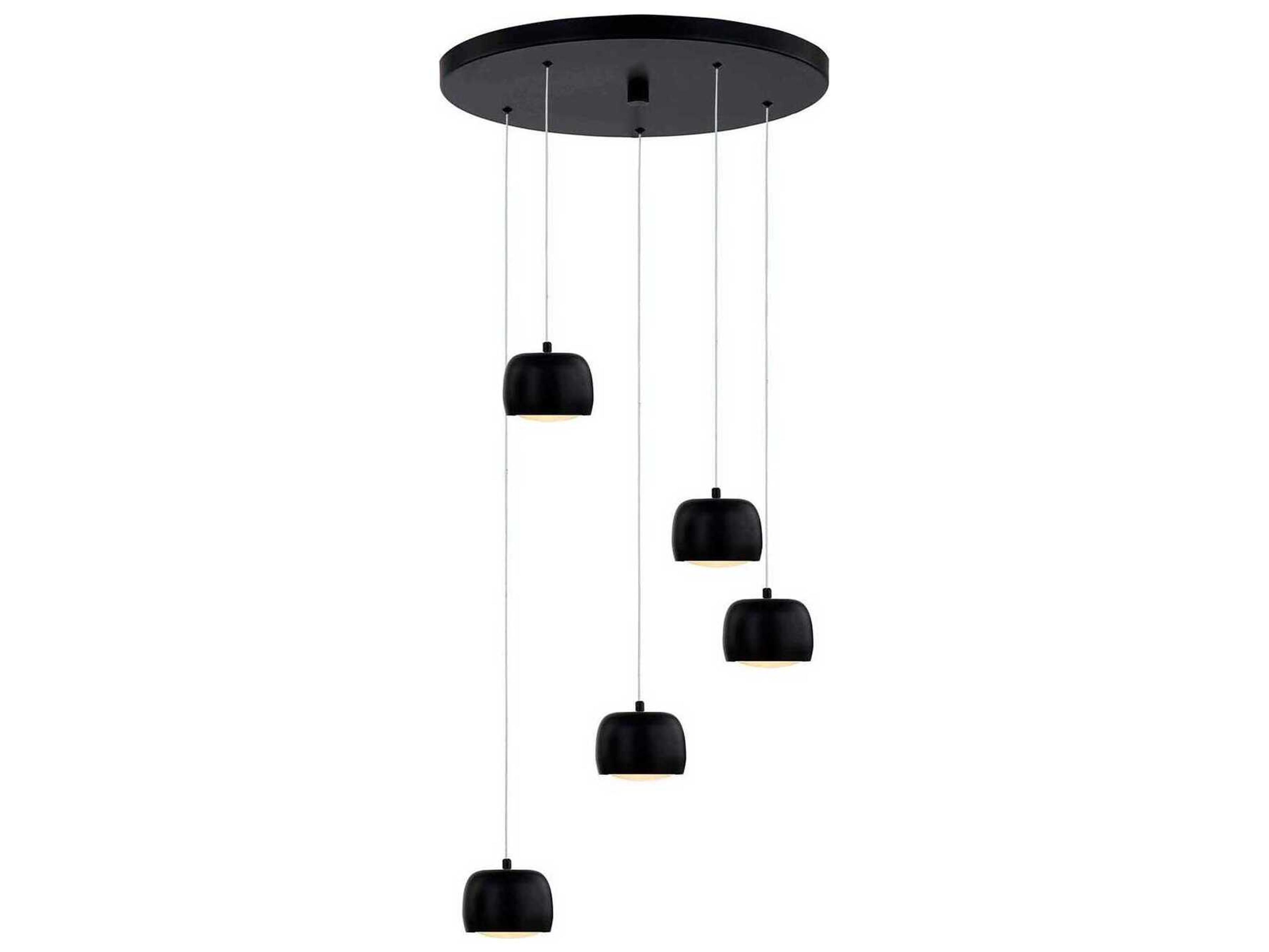 5-Light Matte Black LED Dome Pendant
