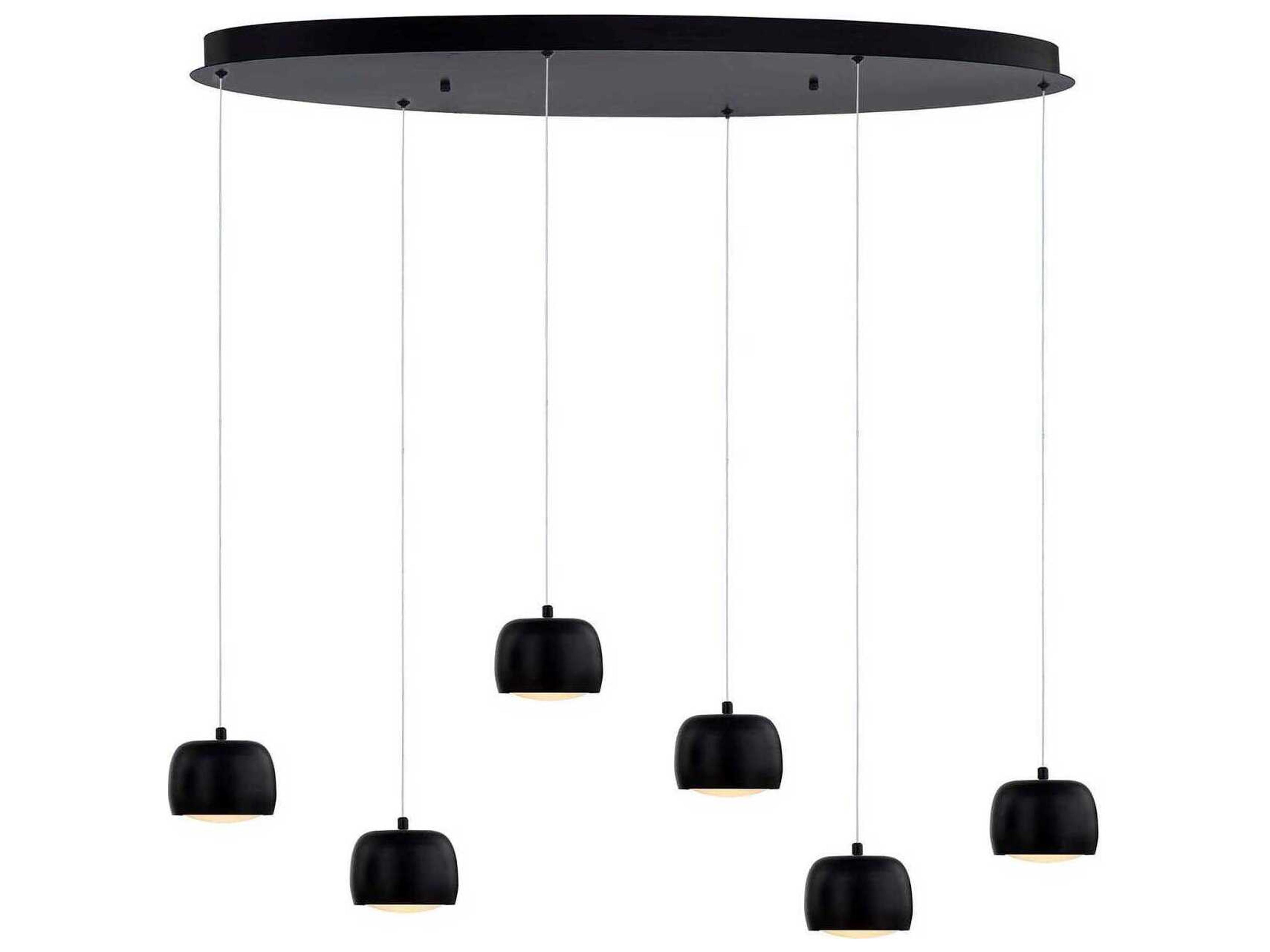 6-Light Matte Black LED Dome Island Pendant