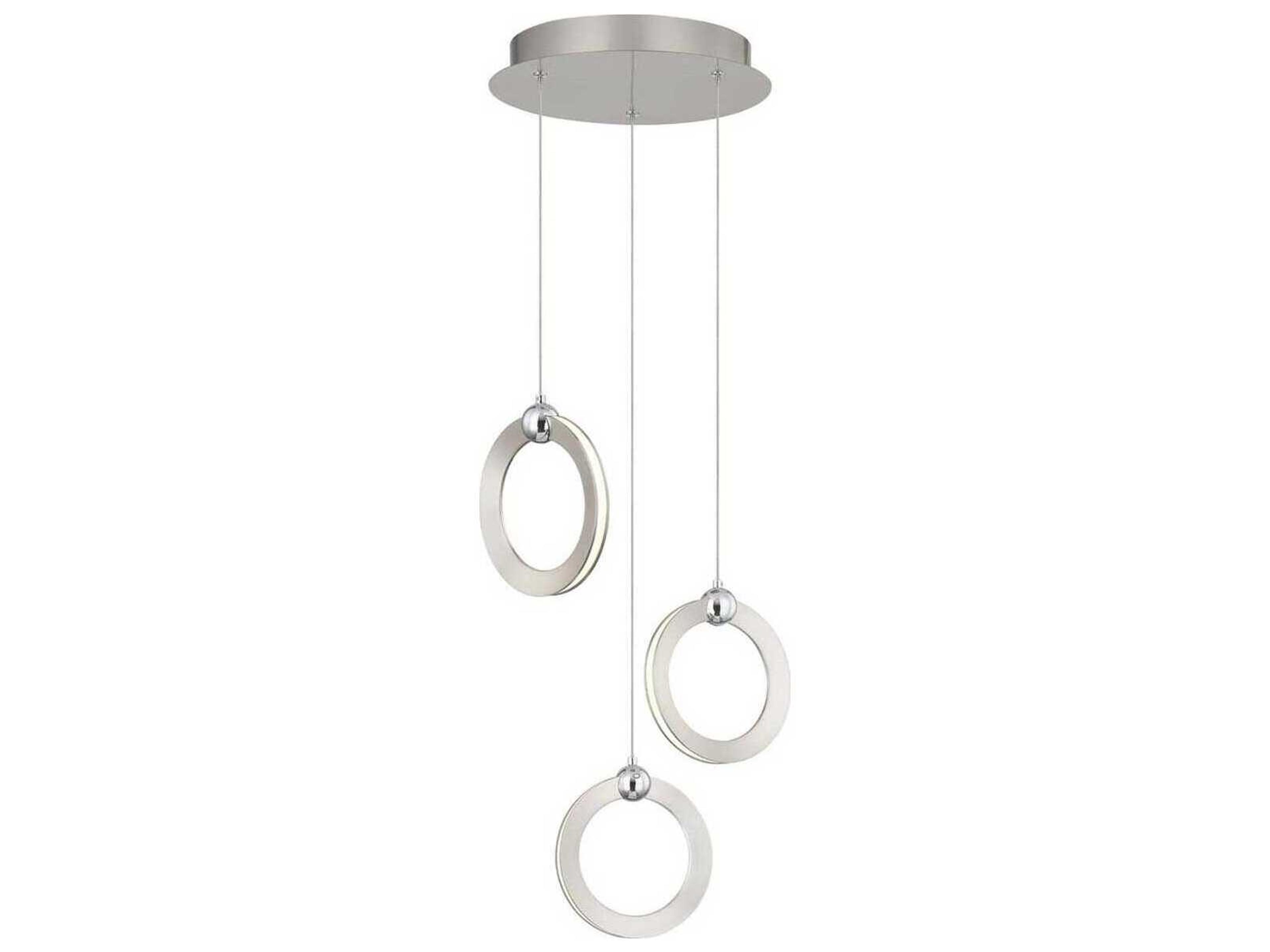 3-Light Brushed Nickel Chrome Round Mini Pendant