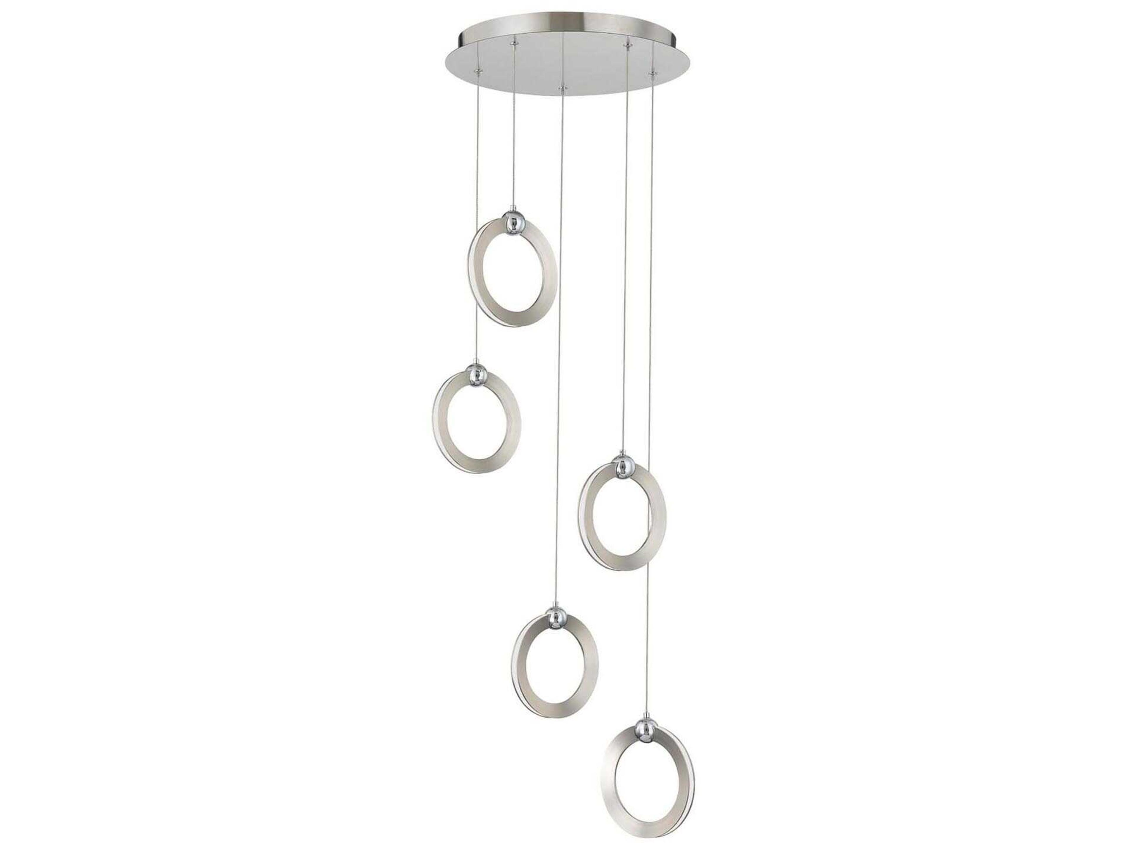Justice Design Group 5-Light Brushed Nickel Chrome LED Round Pendant