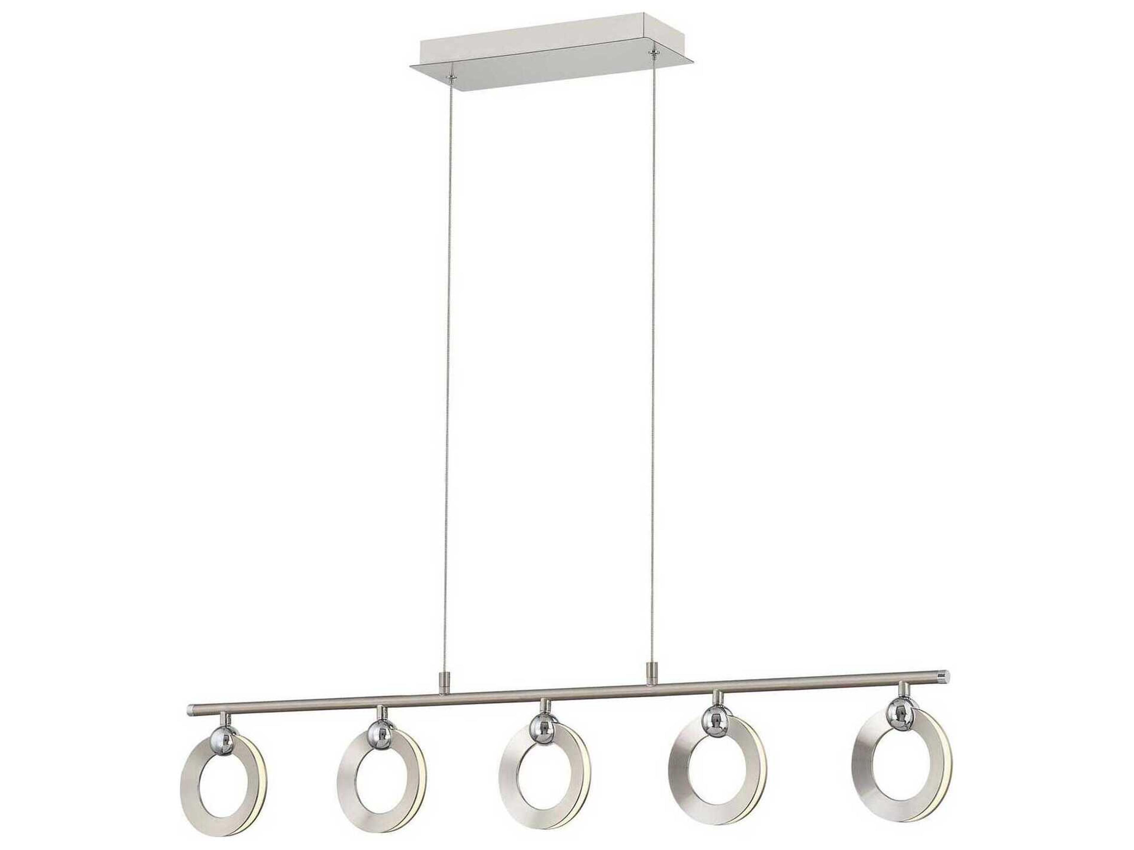 5-Light Brushed Nickel Chrome LED Linear Island Pendant