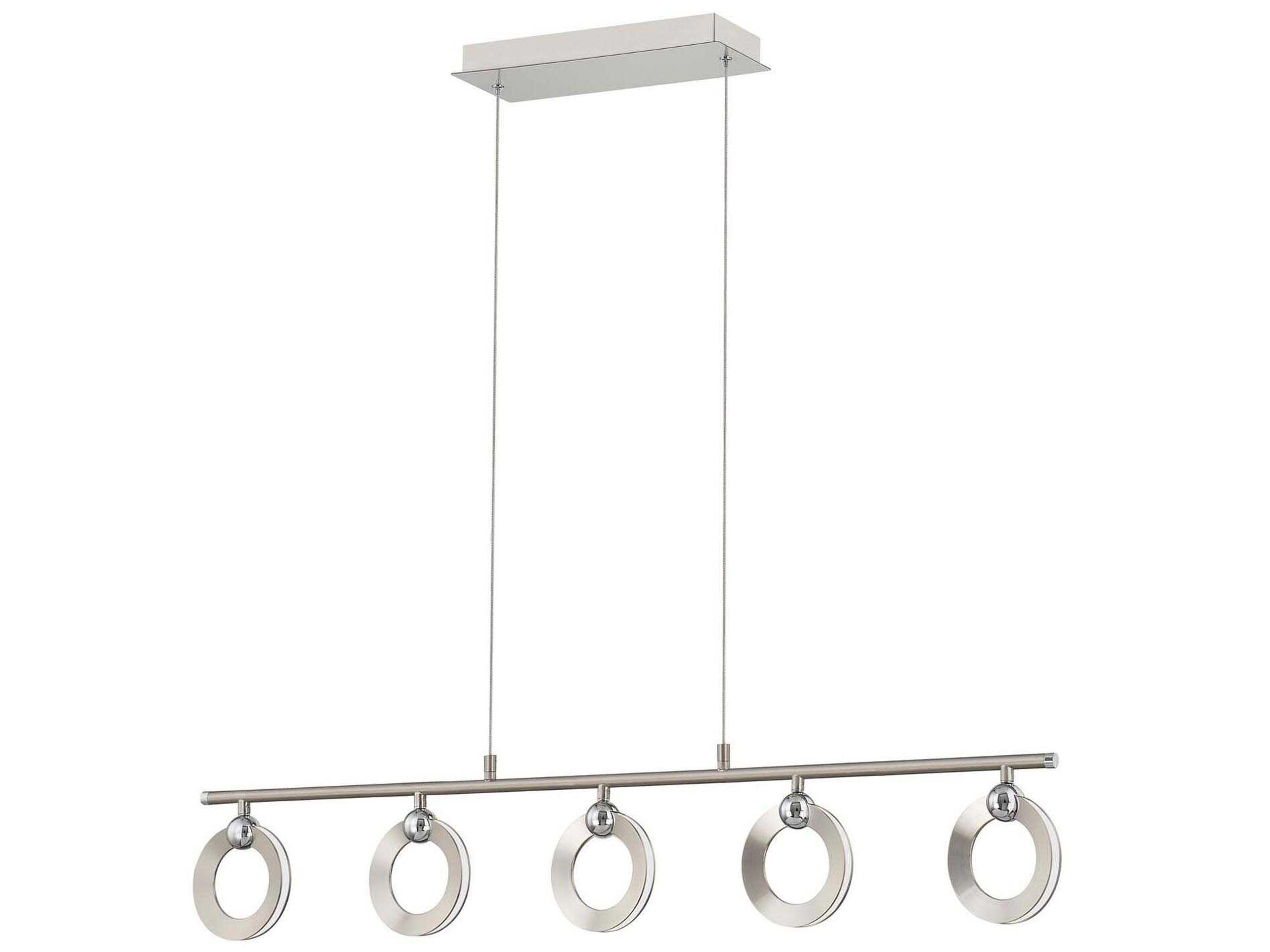 Justice Design Group 5-Light Brushed Nickel Chrome LED Linear Island Pendant