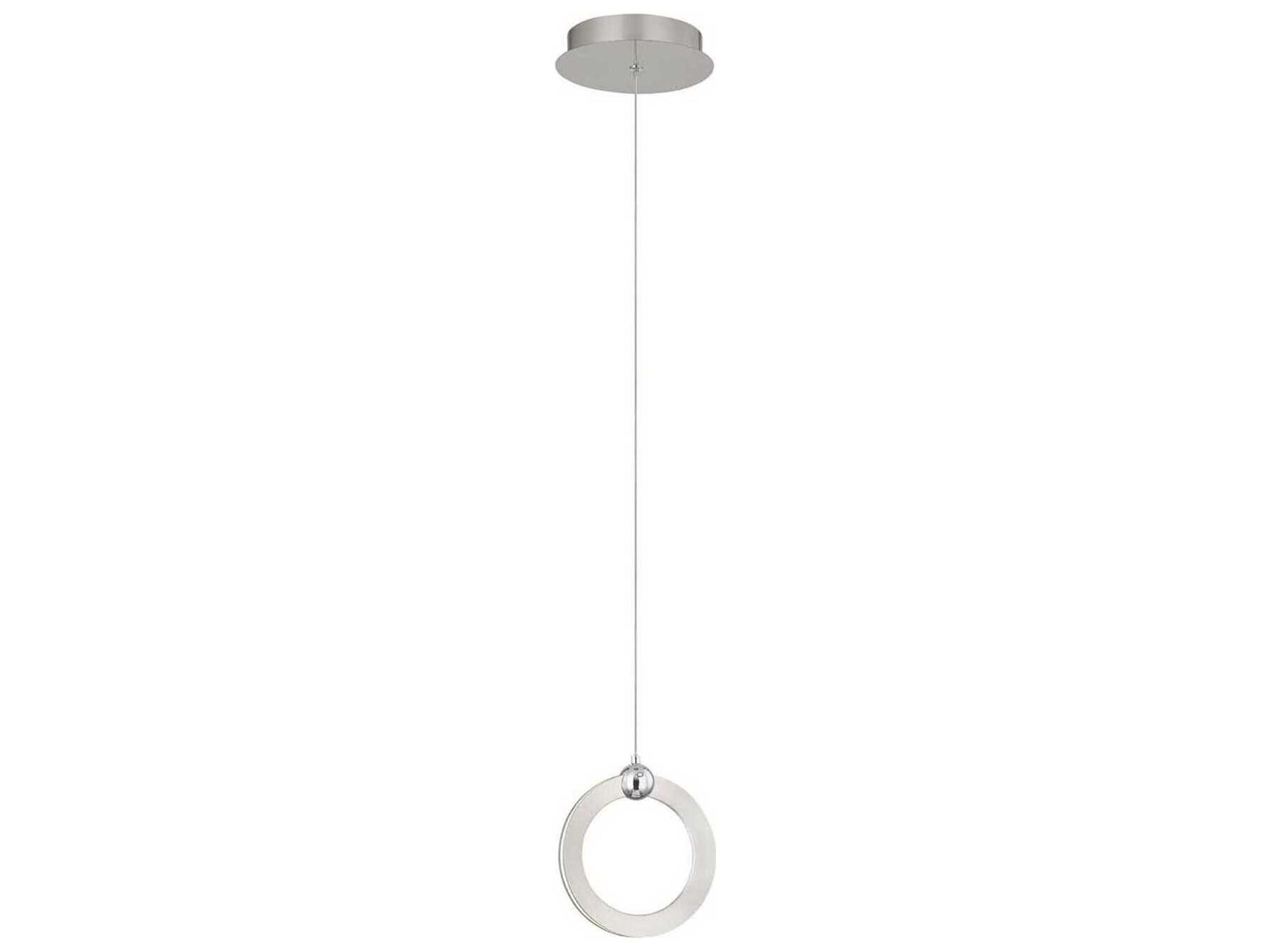 1-Light Brushed Nickel Chrome LED Round Mini Pendant