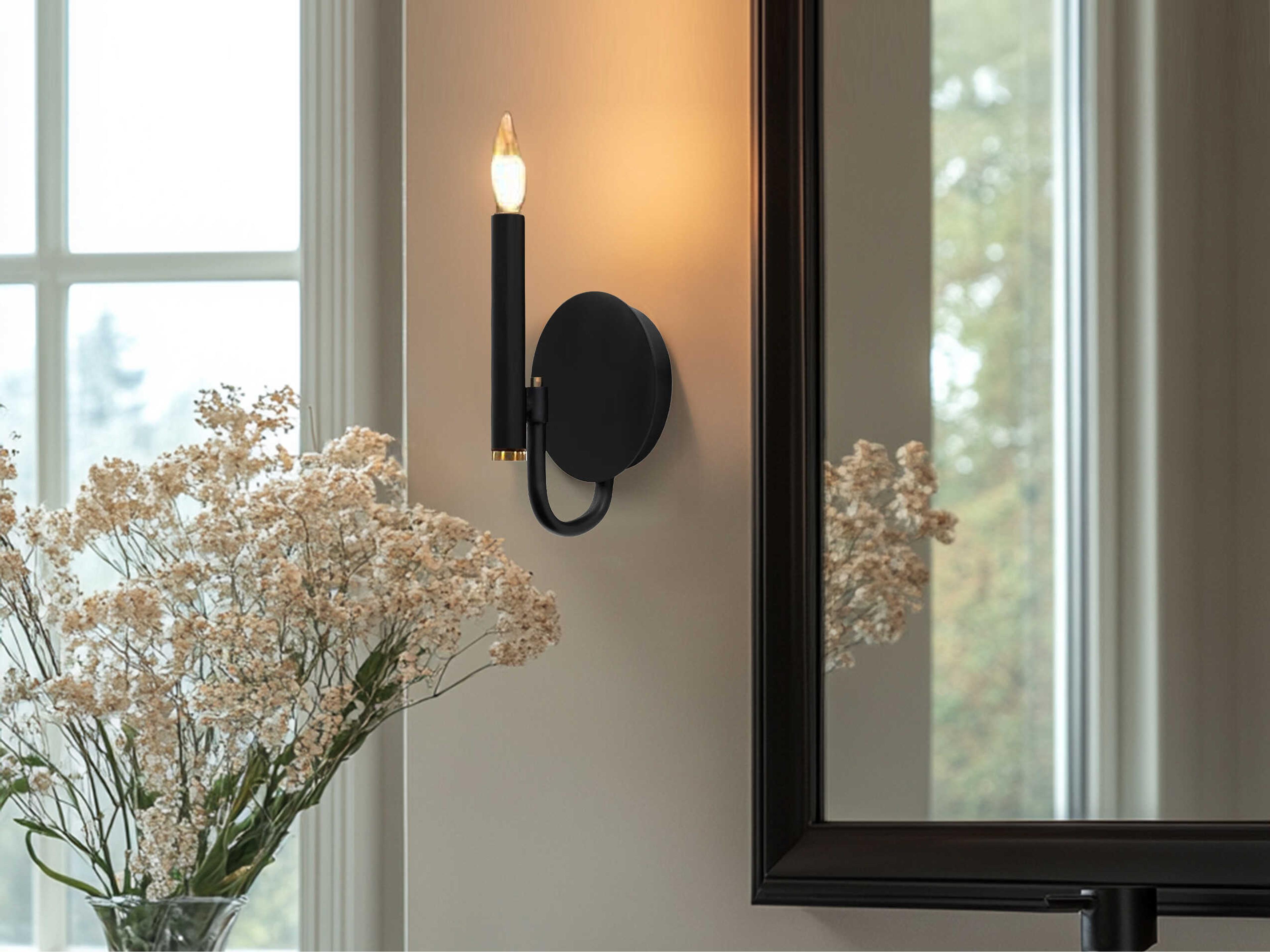 Justice Design Group Bedford 1-Light Matte Black Brass Wall Sconce