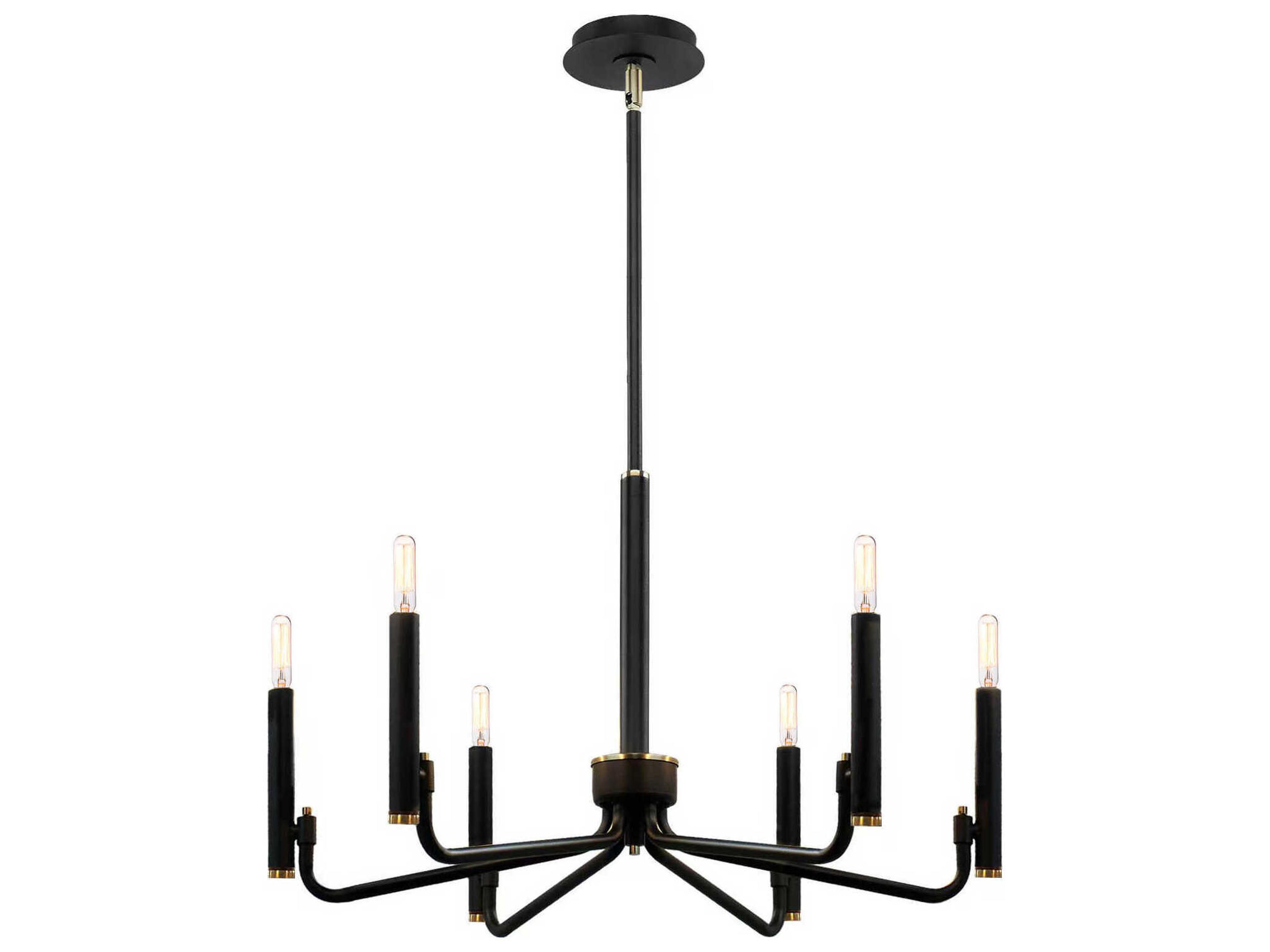 Bedford 6-Light Matte Black Brass Candelabra Chandelier