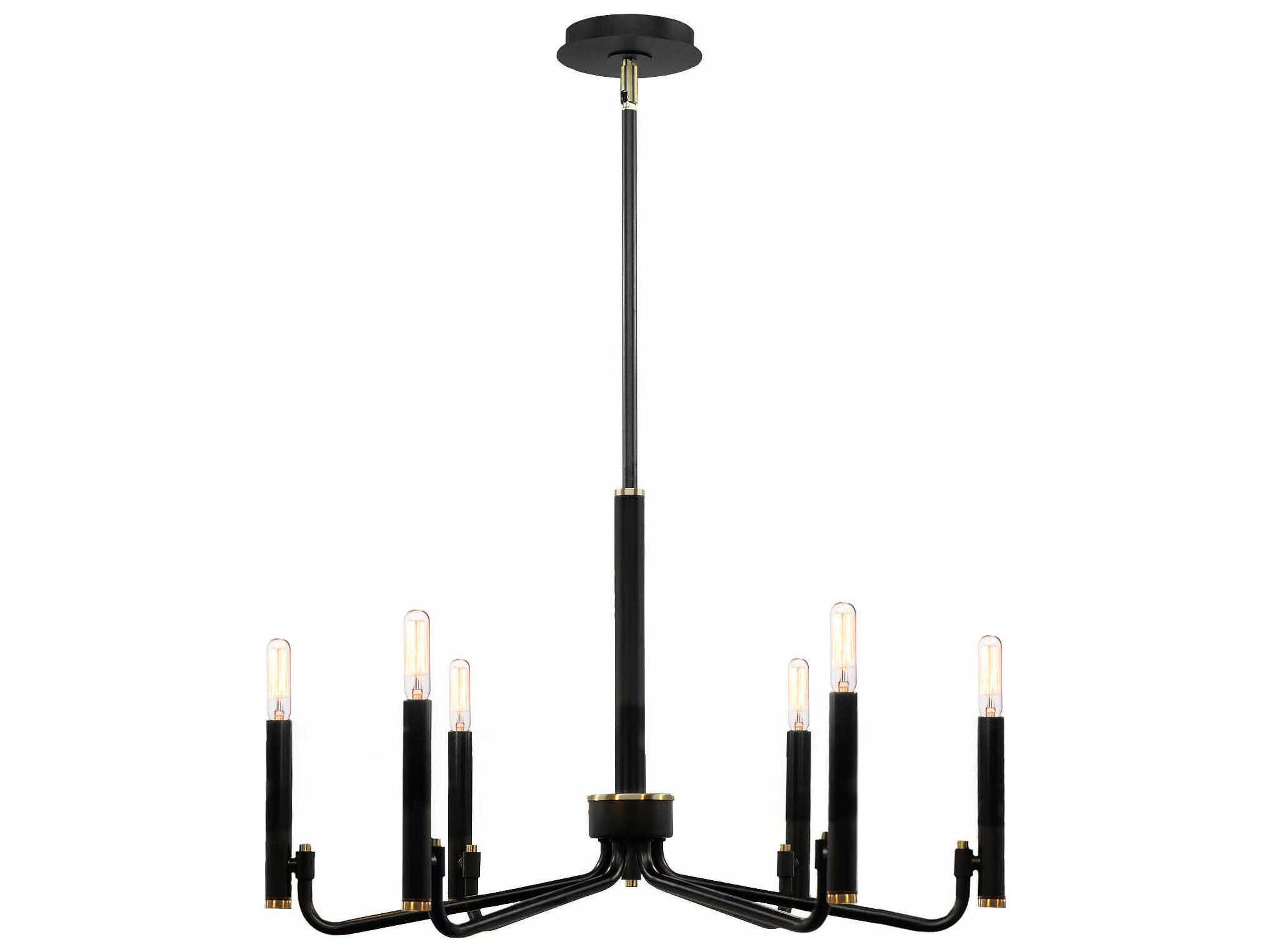 Justice Design Group Bedford 6-Light Matte Black Brass Candelabra Chandelier