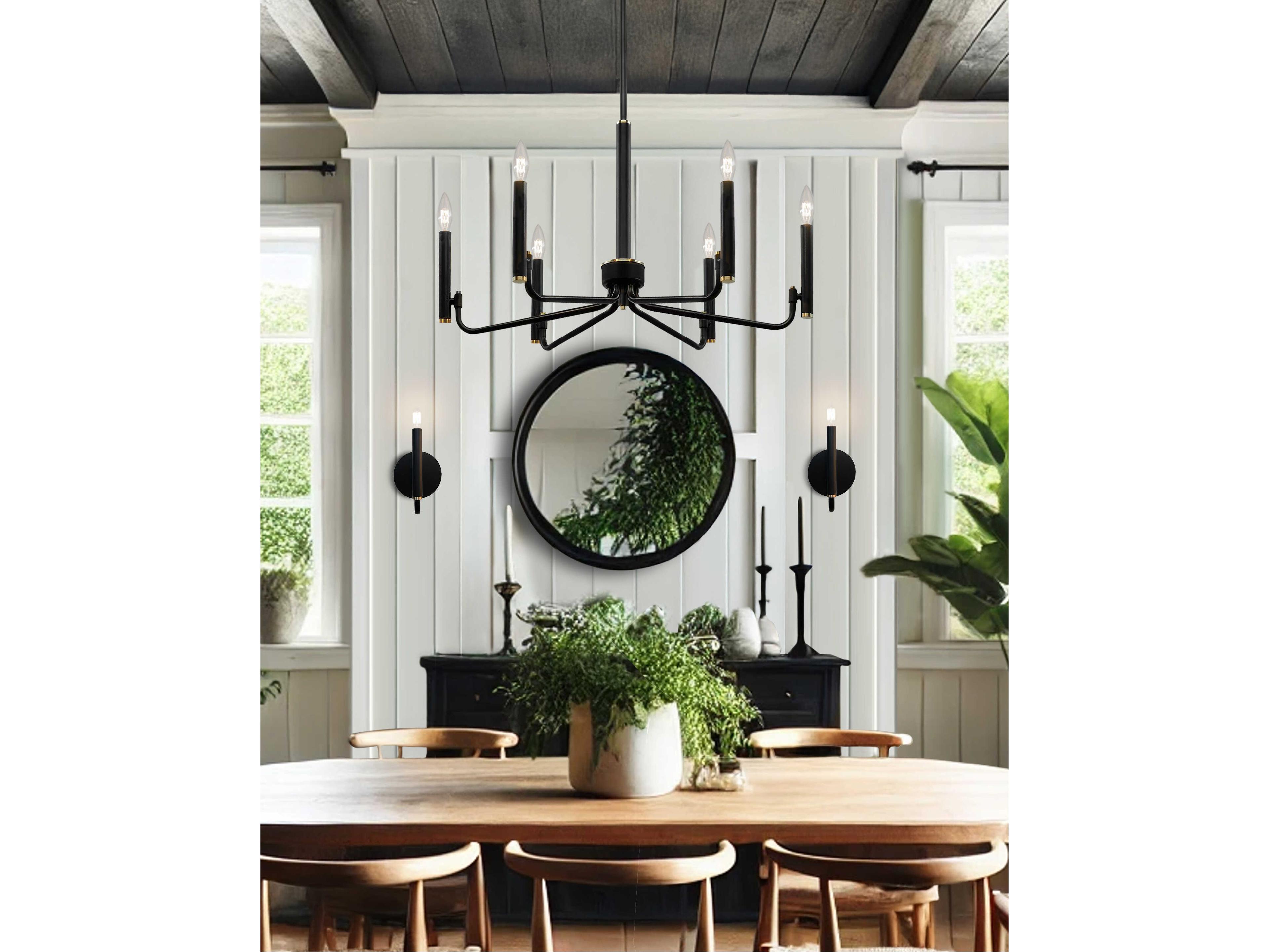 Justice Design Group Bedford 6-Light Matte Black Brass Candelabra Chandelier