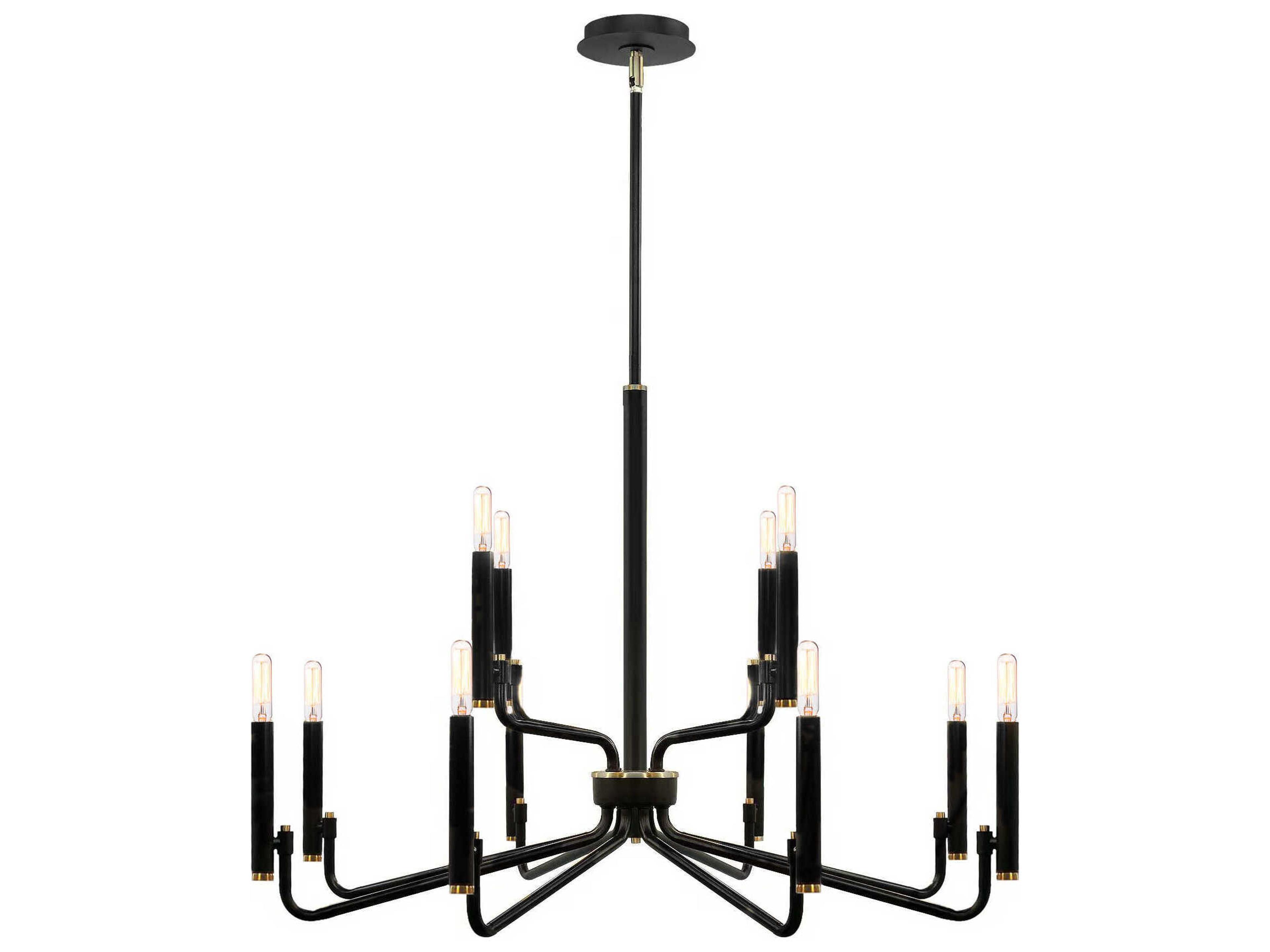 Bedford 12-Light Matte Black Brass Candelabra Chandelier