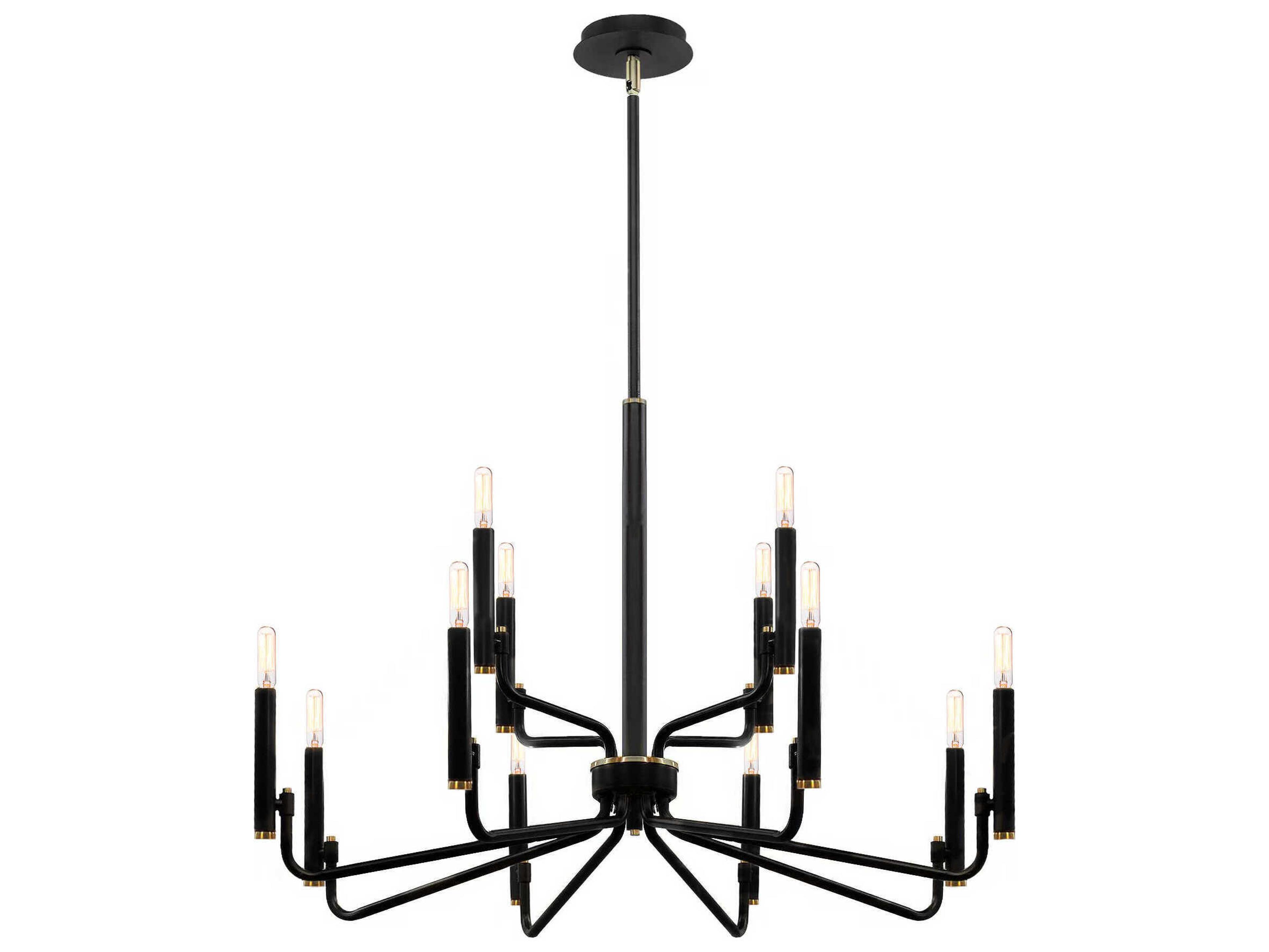Justice Design Group Bedford 12-Light Matte Black Brass Candelabra Chandelier