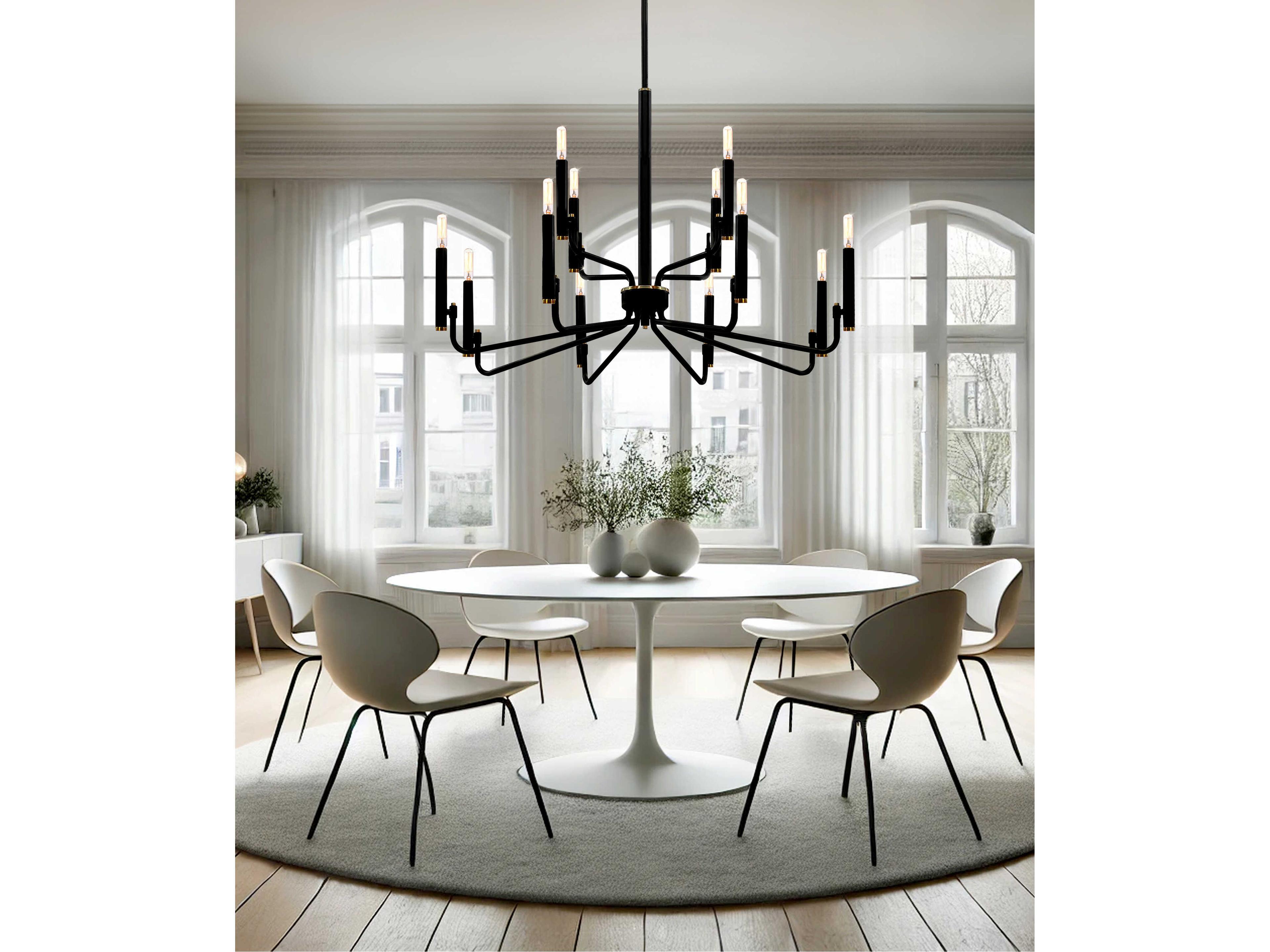Justice Design Group Bedford 12-Light Matte Black Brass Candelabra Chandelier
