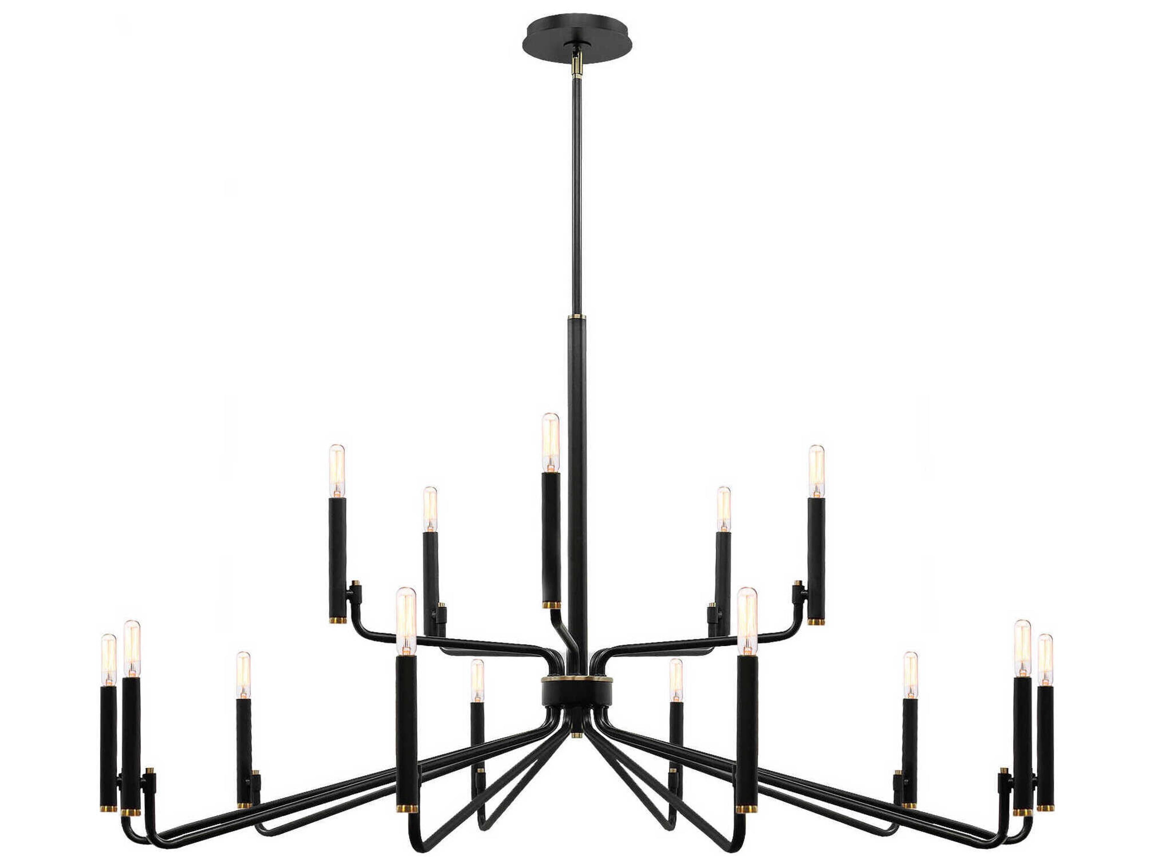 Bedford 15-Light Matte Black Brass Candelabra Chandelier
