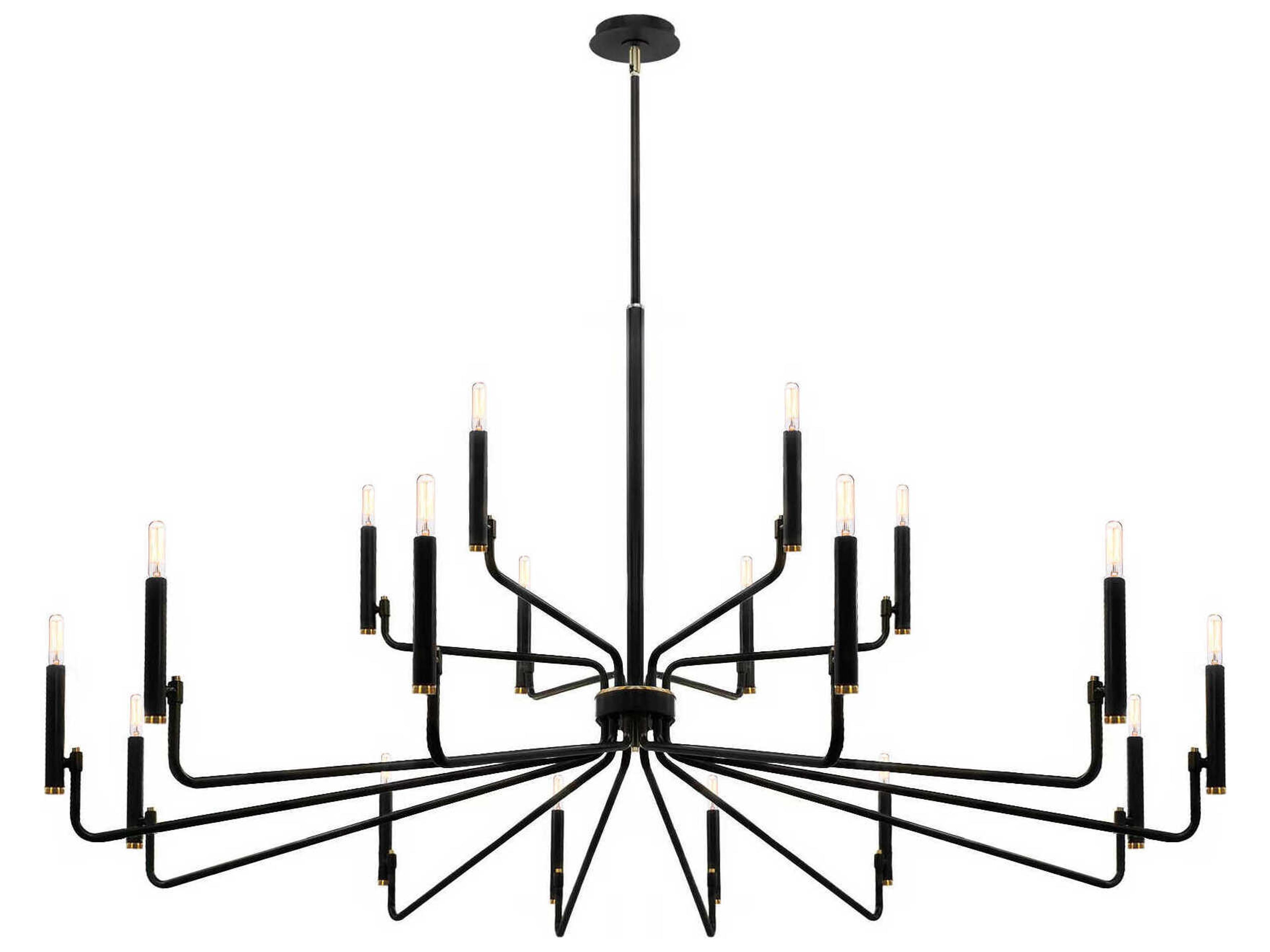 Justice Design Group Bedford 18-Light Matte Black Brass Candelabra Chandelier