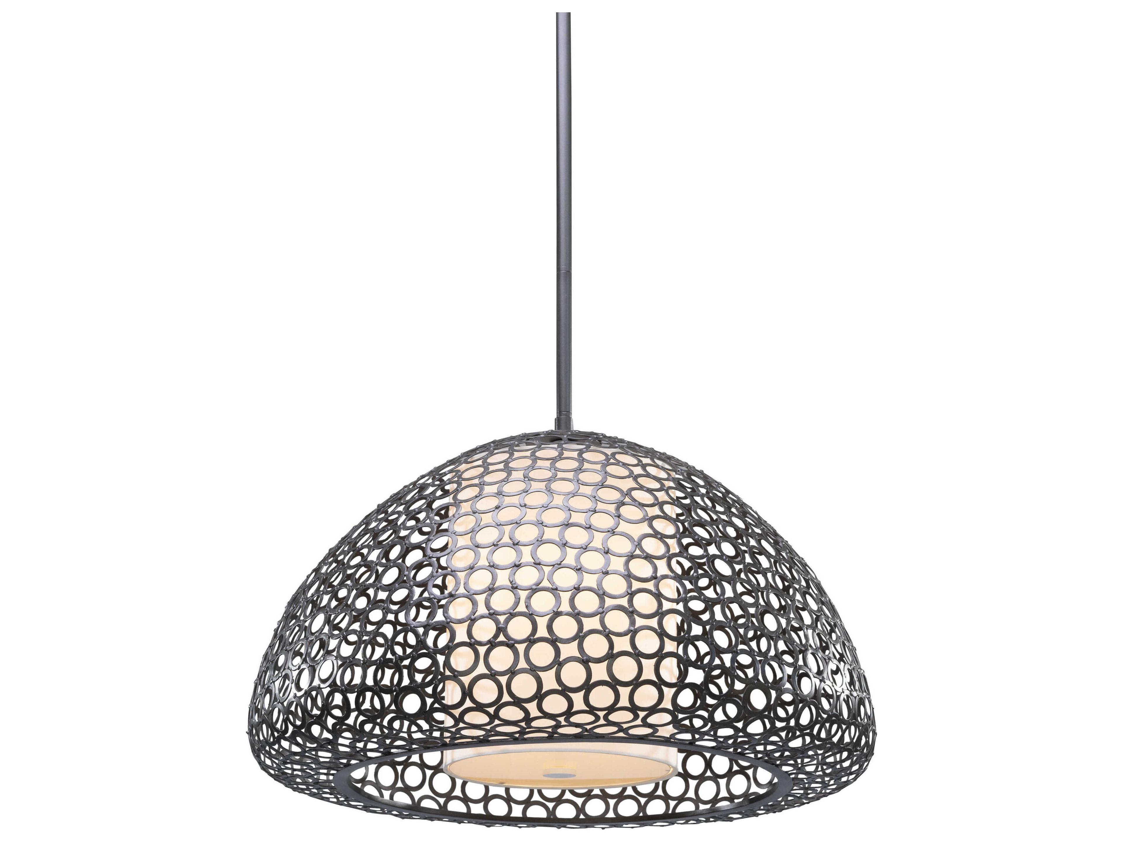 Dislton 3-Light Bronzato Silver Dome Pendant