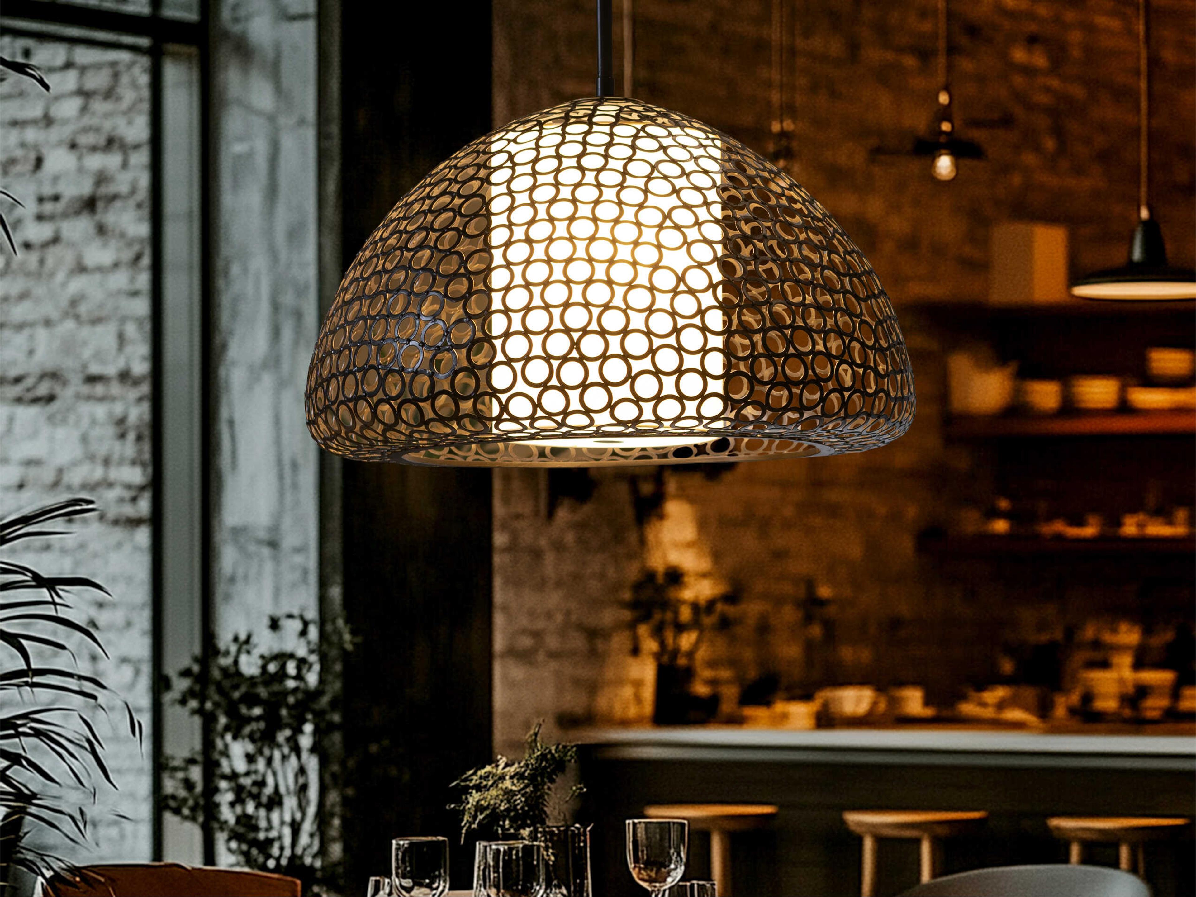 Justice Design Group Dislton 3-Light Bronzato Silver Dome Pendant