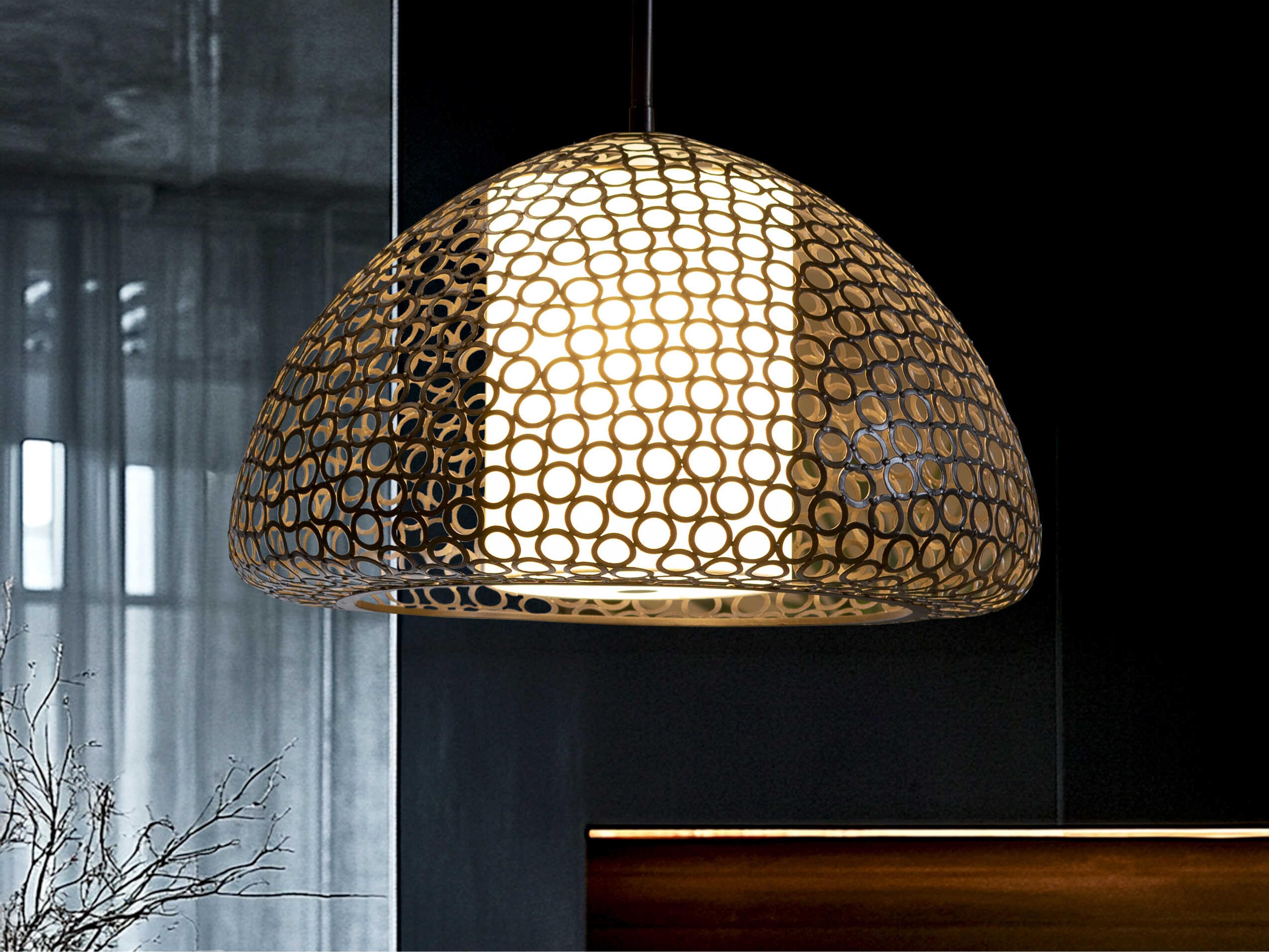 Justice Design Group Dislton 3-Light Bronzato Silver Dome Pendant