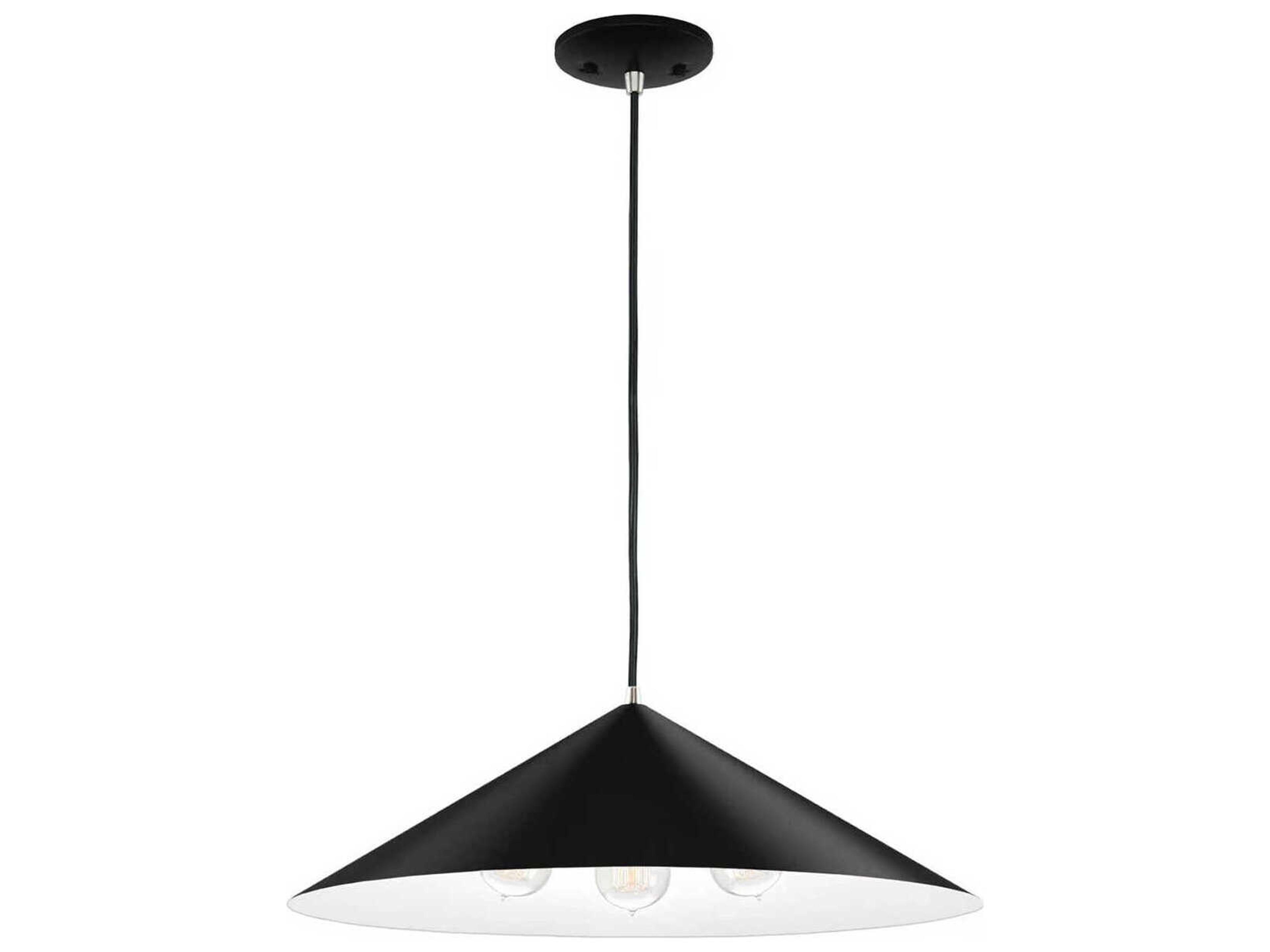 Conos 3-Light Matte Black White Pendant