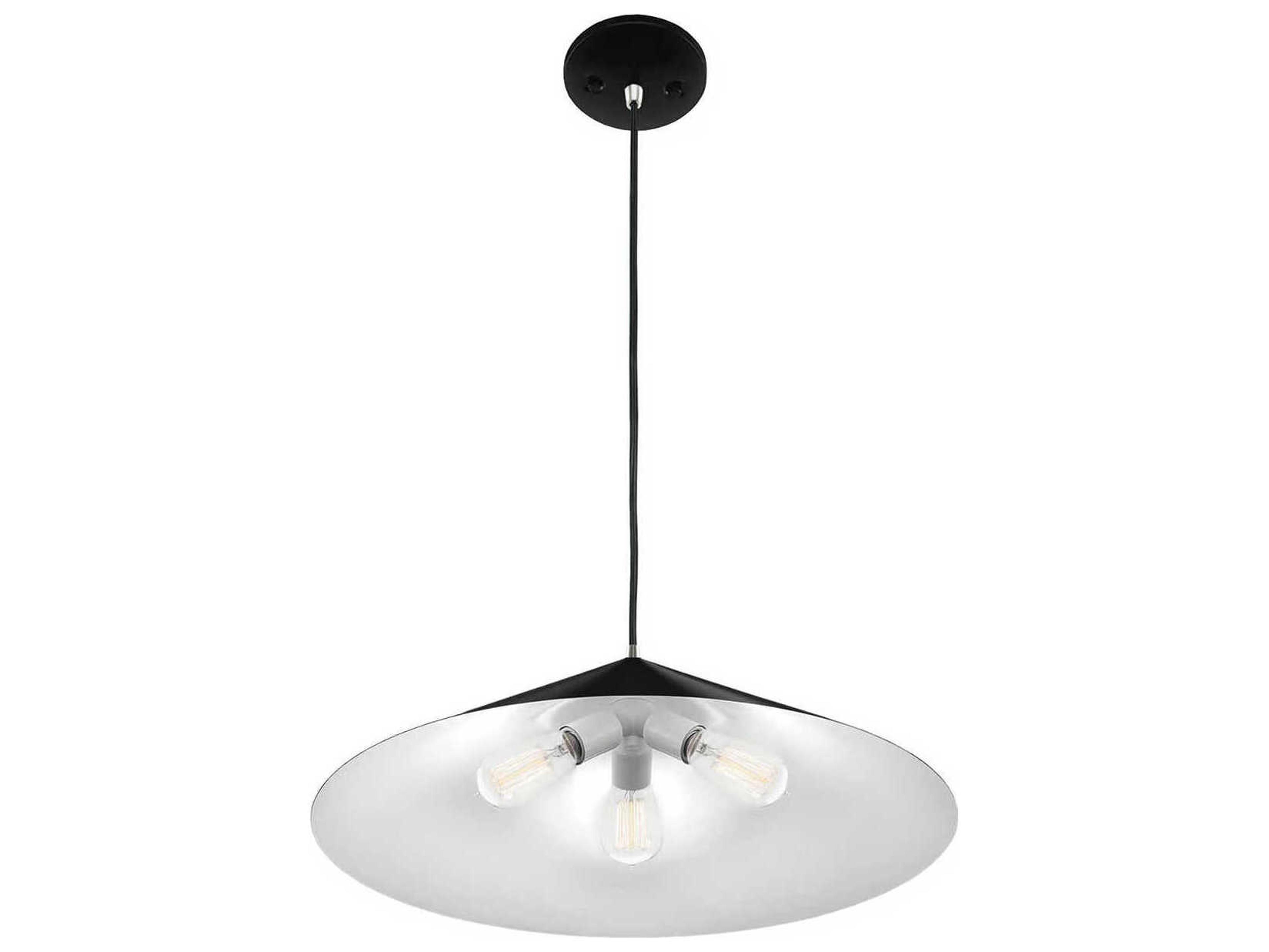 Justice Design Group Conos 3-Light Matte Black White Pendant
