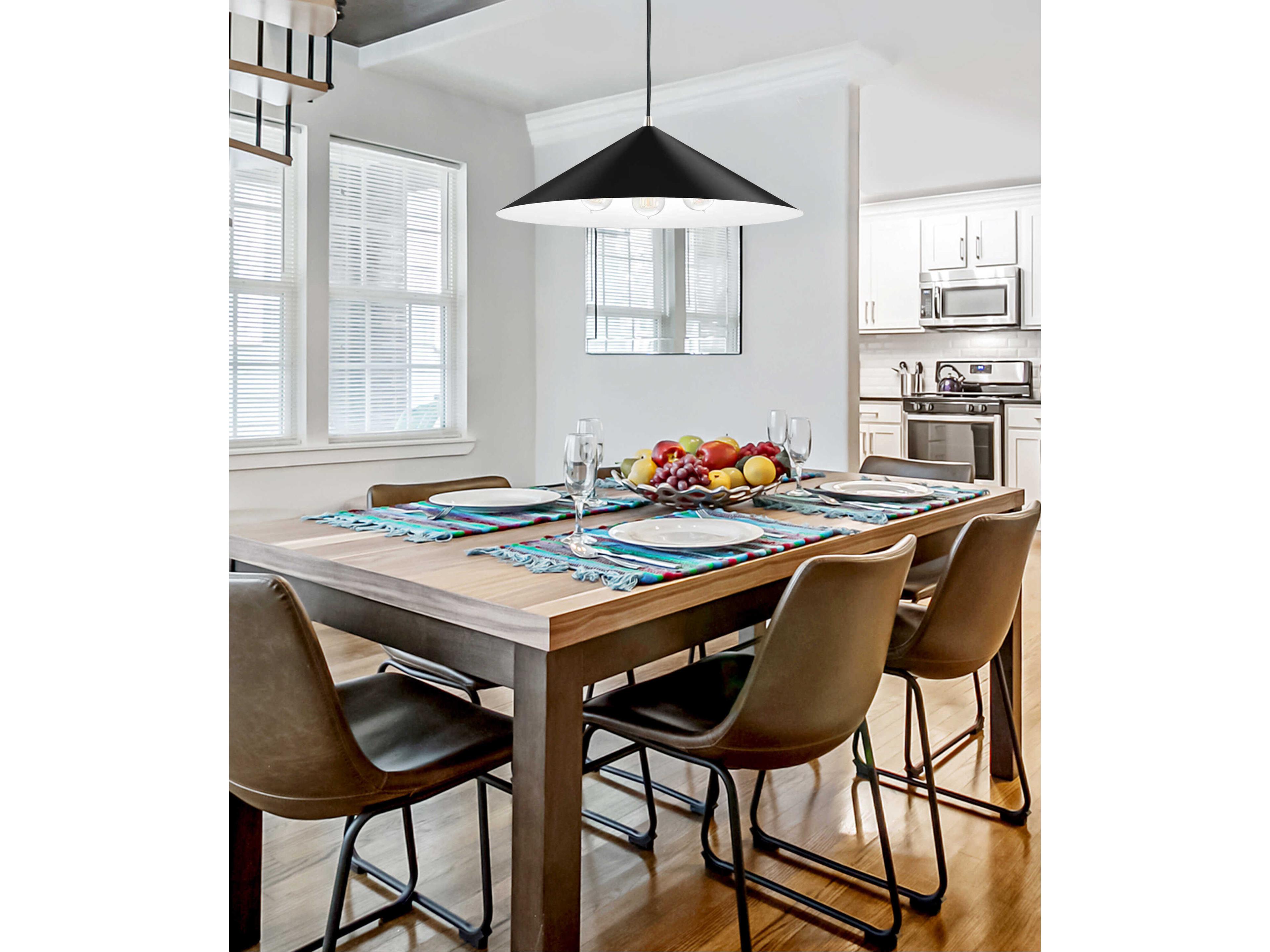 Justice Design Group Conos 3-Light Matte Black White Pendant