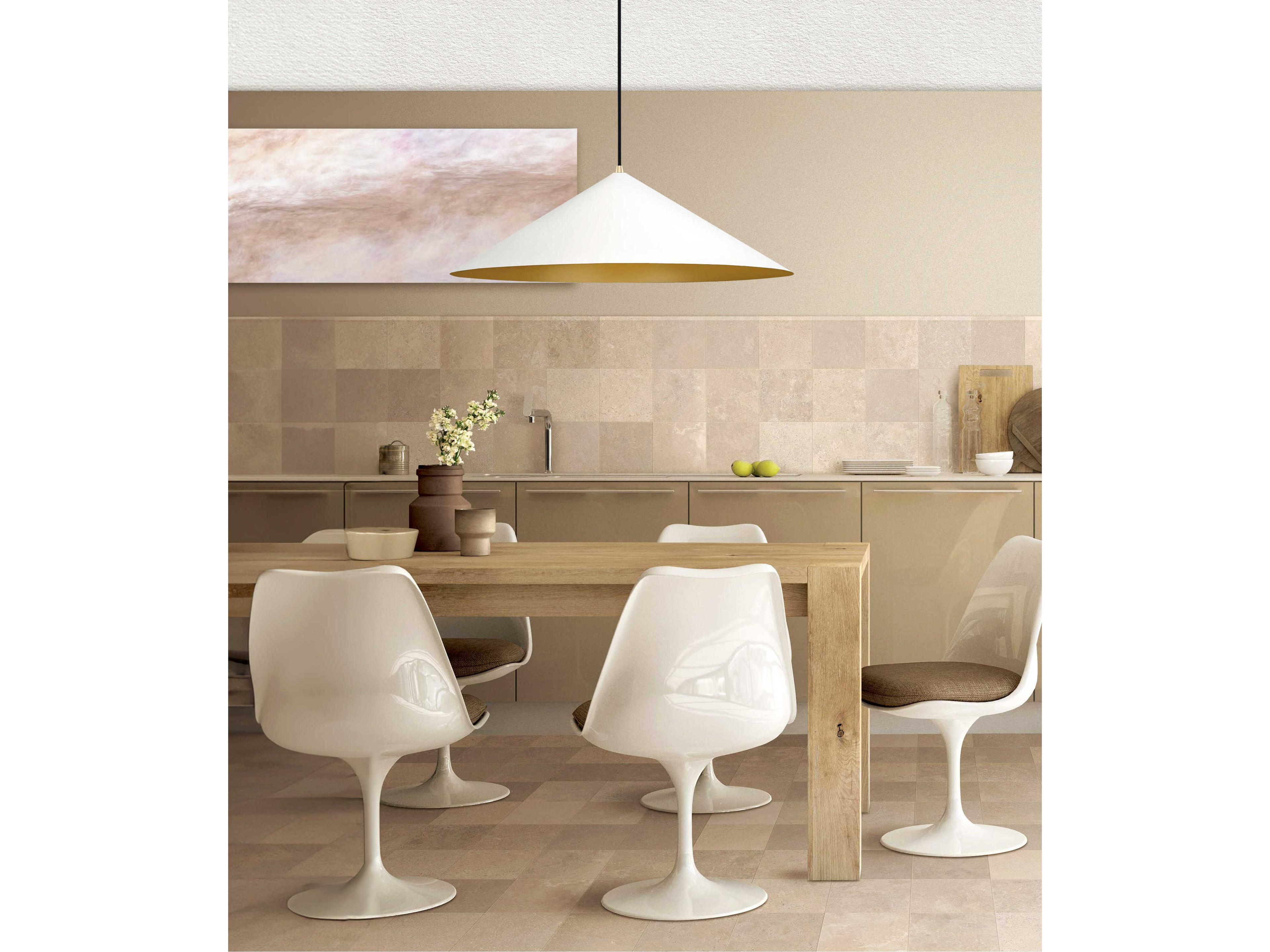 Justice Design Group Conos 3-Light Matte White Champagne Gold Black Pendant