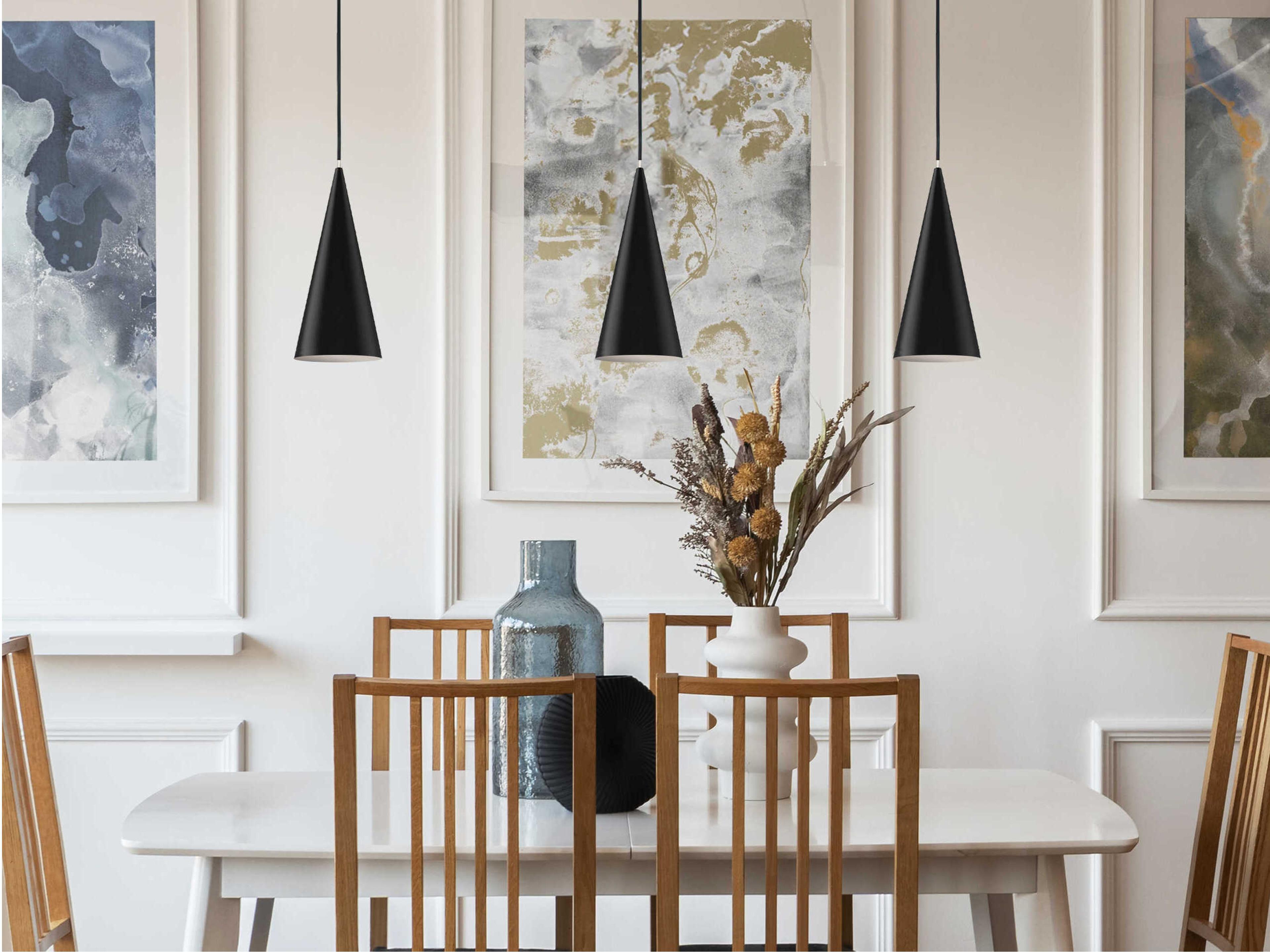 Justice Design Group Conos 1-Light Matte Black White Mini Pendant