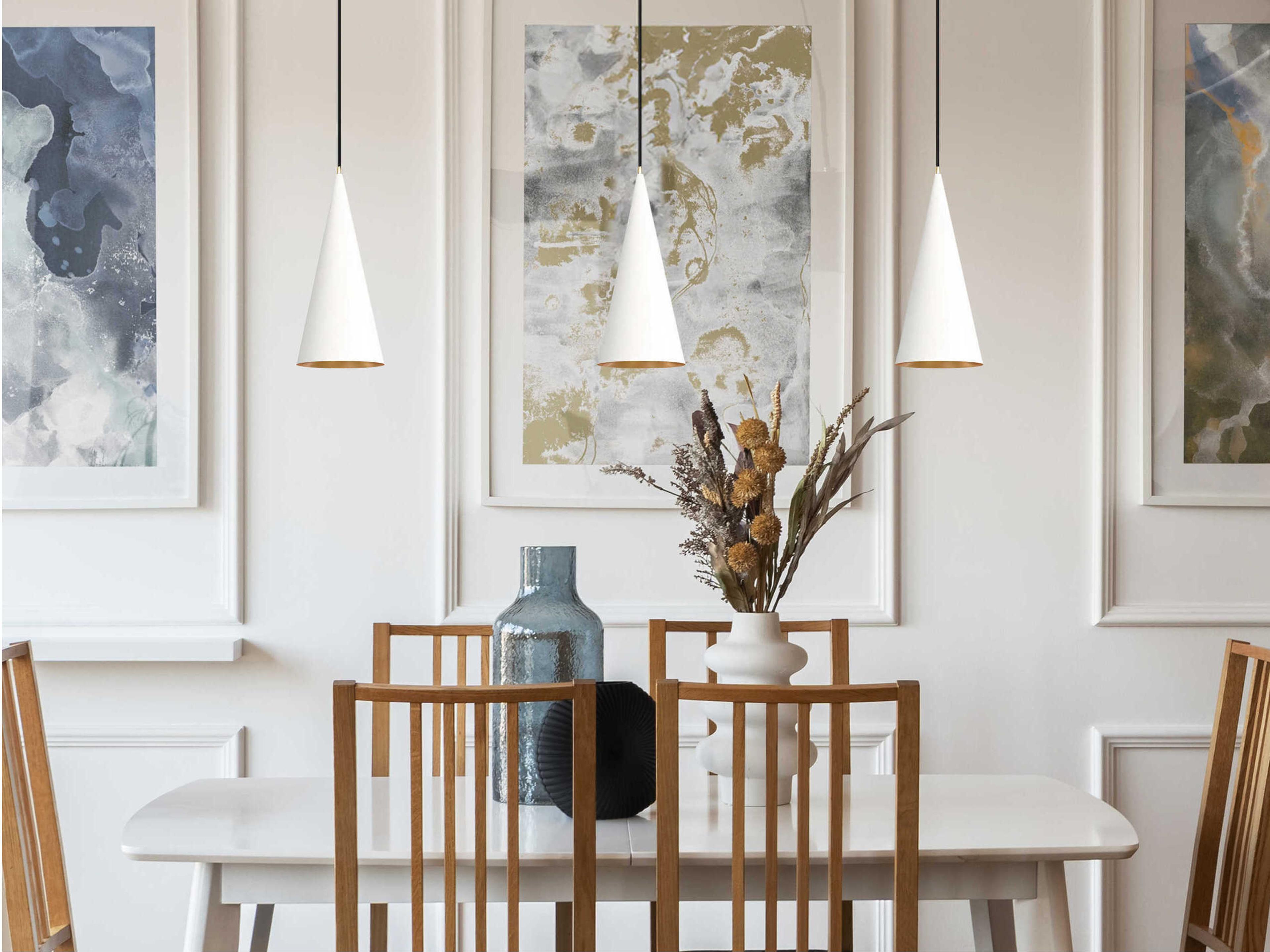 Justice Design Group Conos 1-Light Matte White Champagne Gold Mini Pendant