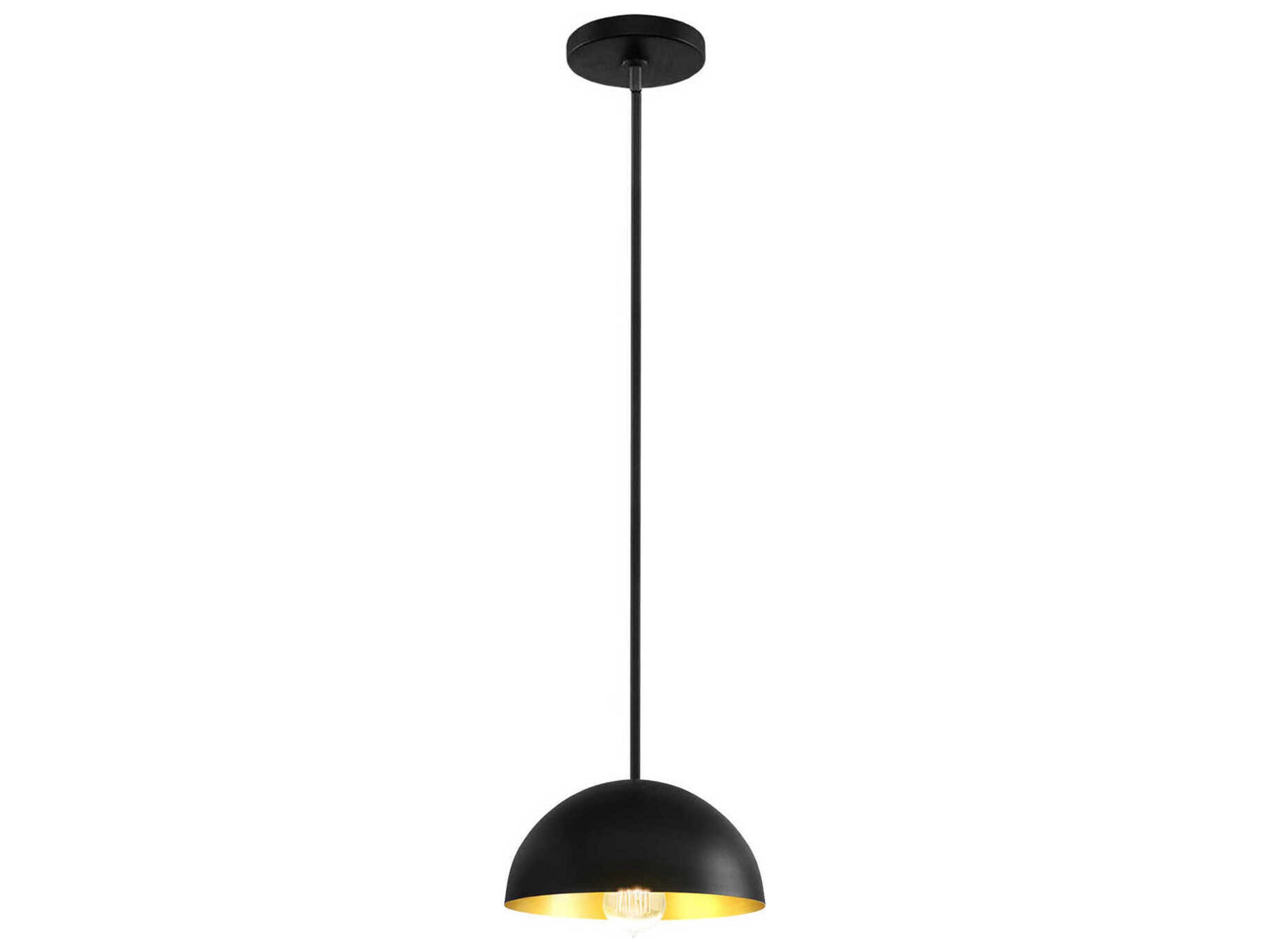 Elias 1-Light Matte Black Champagne Gold Dome Mini Pendant