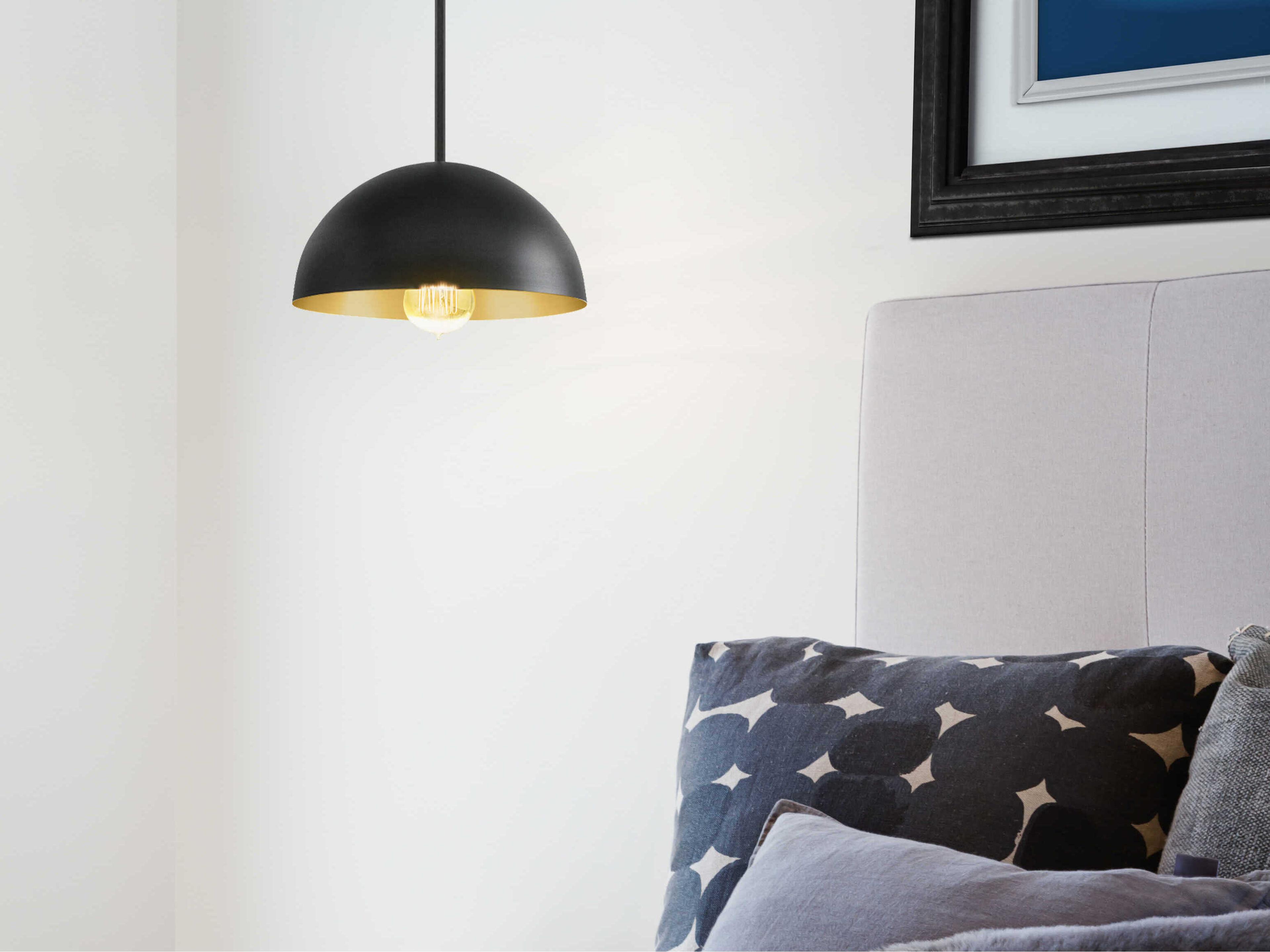 Justice Design Group Elias 1-Light Matte Black Champagne Gold Dome Mini Pendant