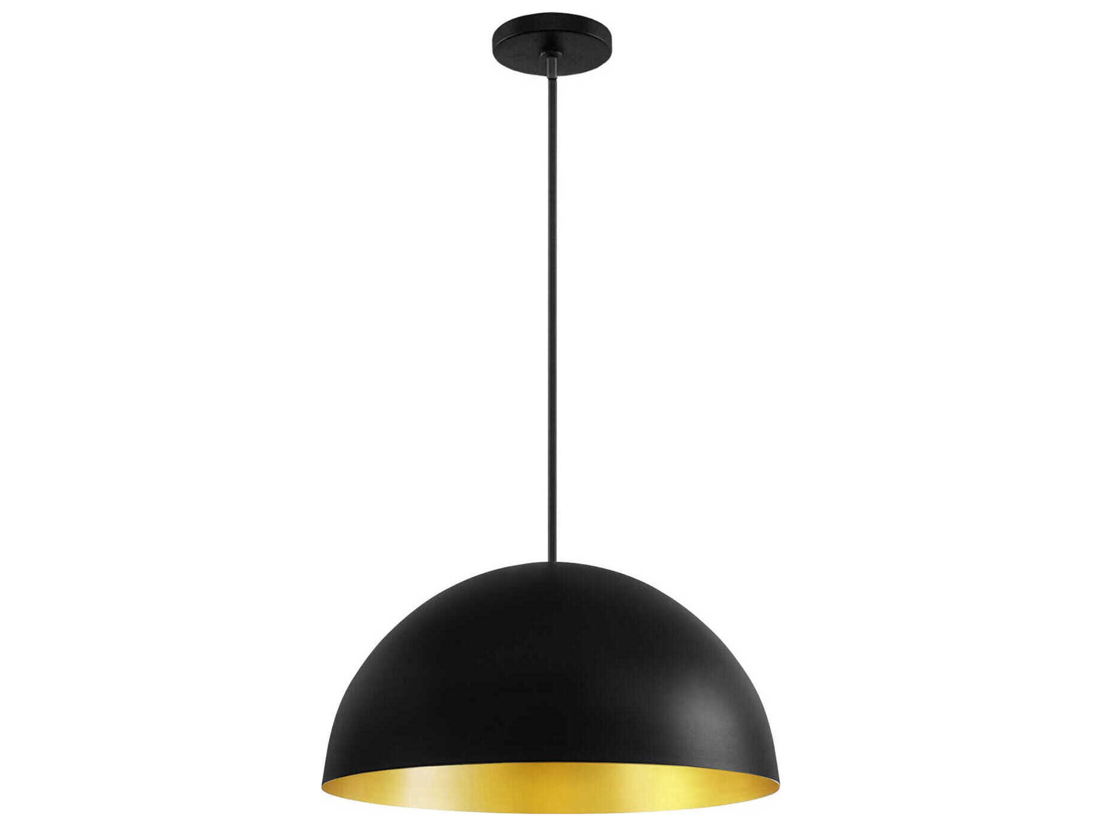 Elias 3-Light Matte Black Champagne Gold Dome Pendant