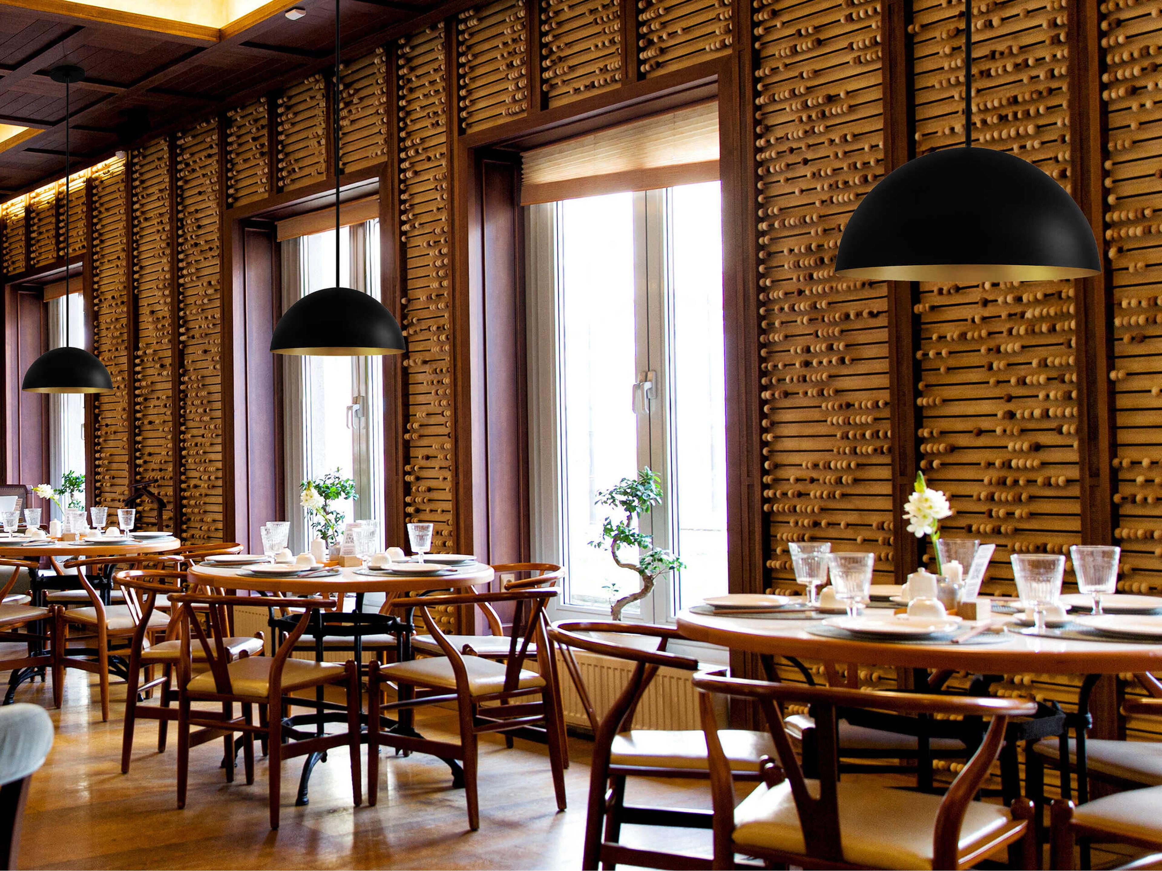 Justice Design Group Elias 3-Light Matte Black Champagne Gold Dome Pendant