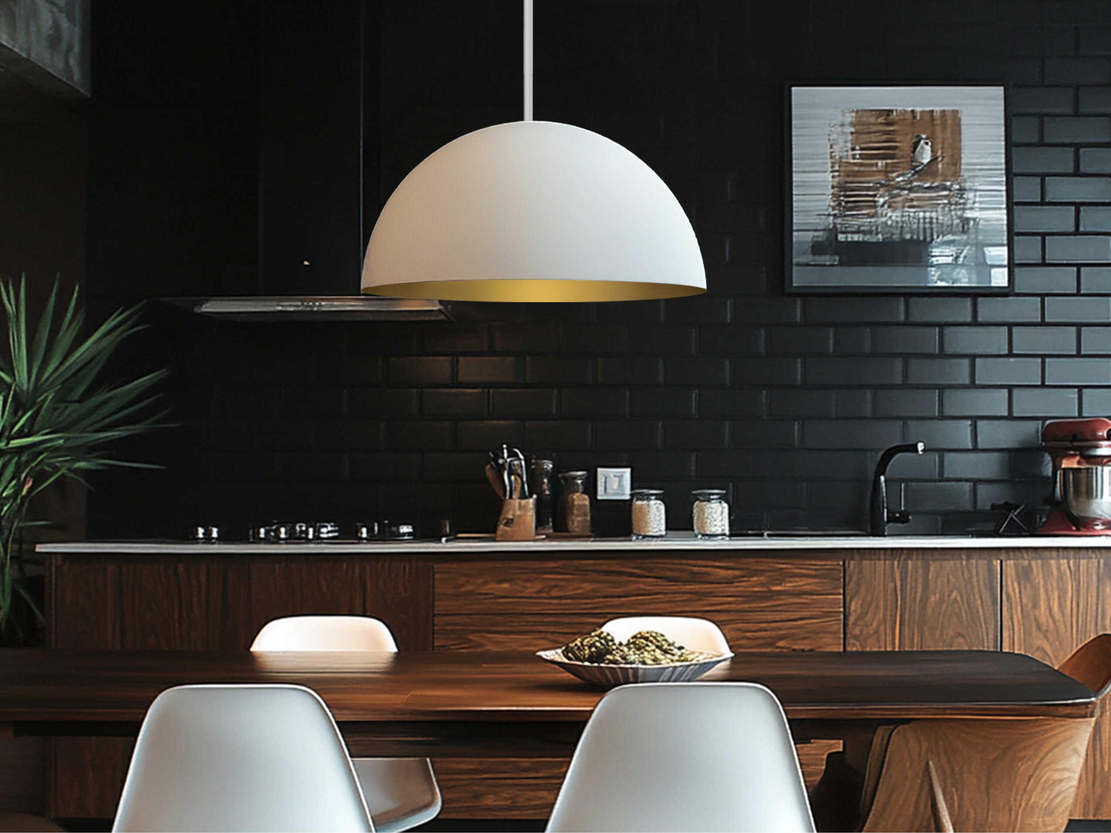 Justice Design Group Elias 3-Light Matte White Champagne Gold Dome Pendant