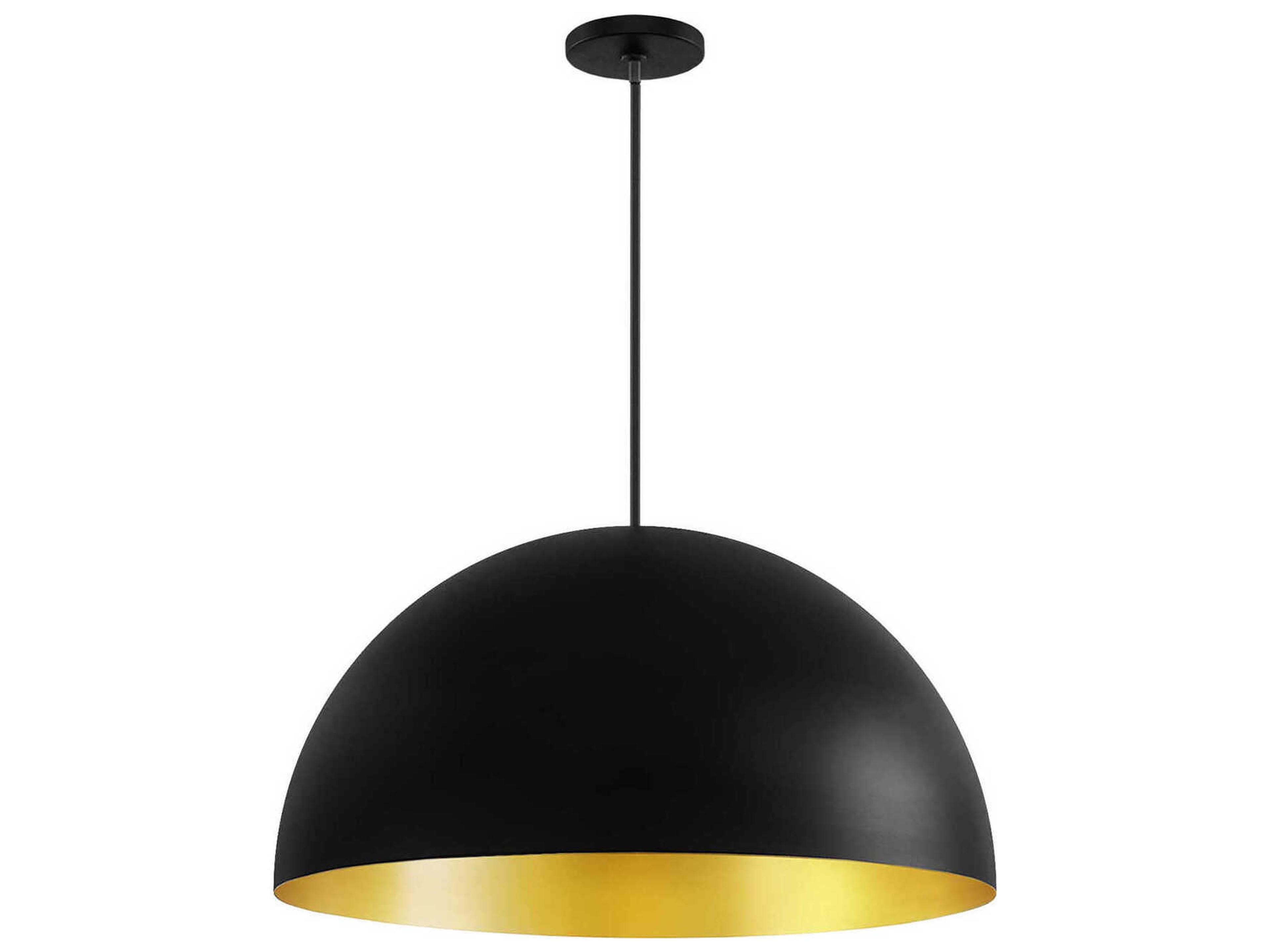 Elias 5-Light Matte Black Champagne Gold Dome Pendant